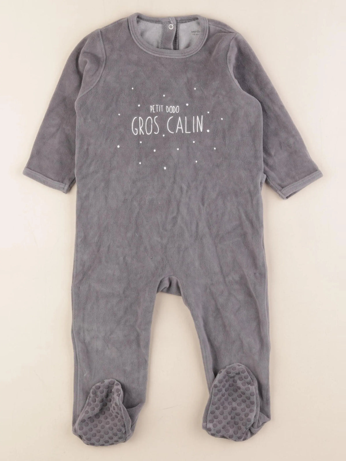 Vertbaudet - pyjama velours gris - 18 mois