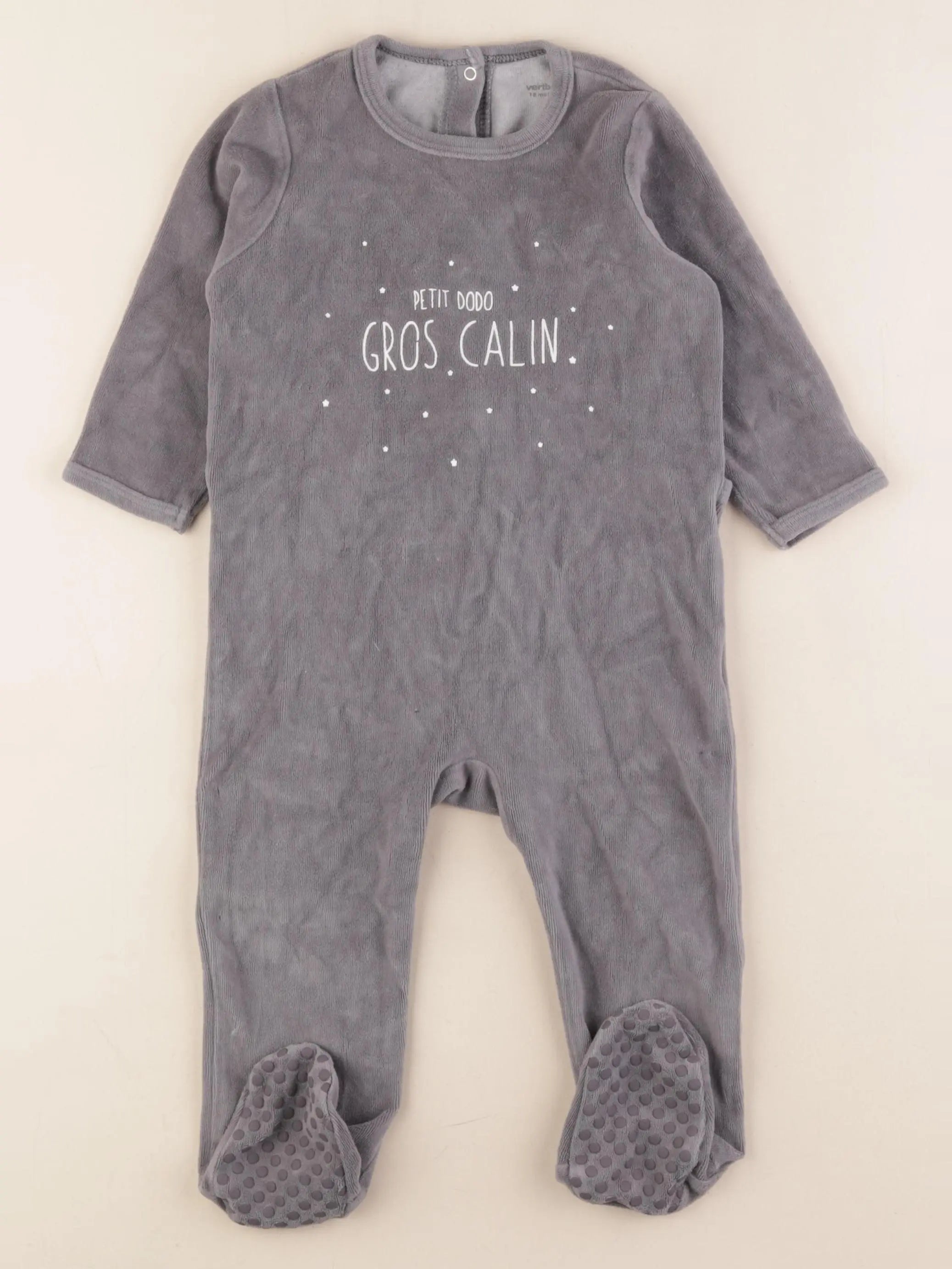 Vertbaudet - pyjama velours gris - 18 mois