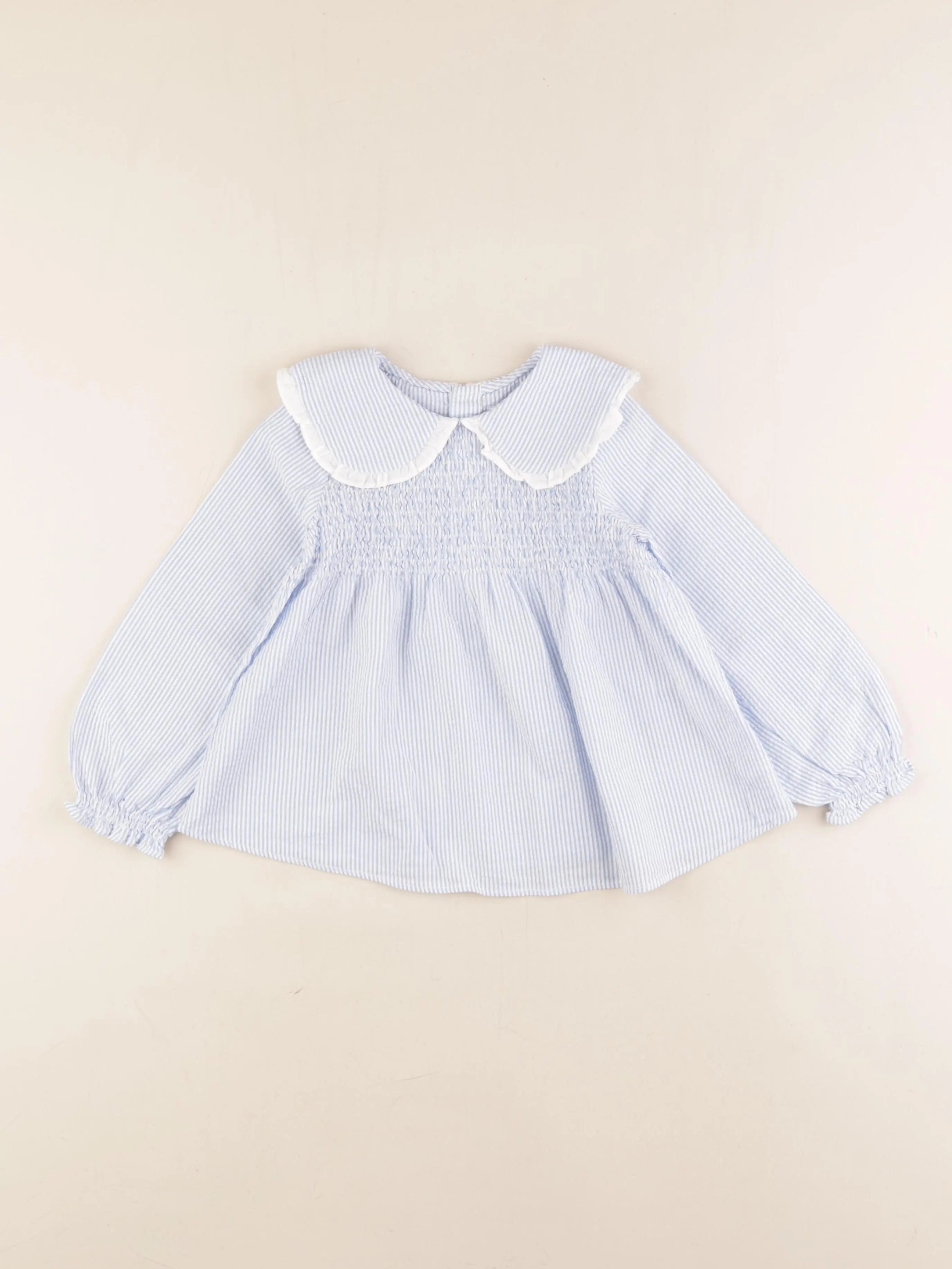 Zara - blouse bleu, blanc - 4/5 ans