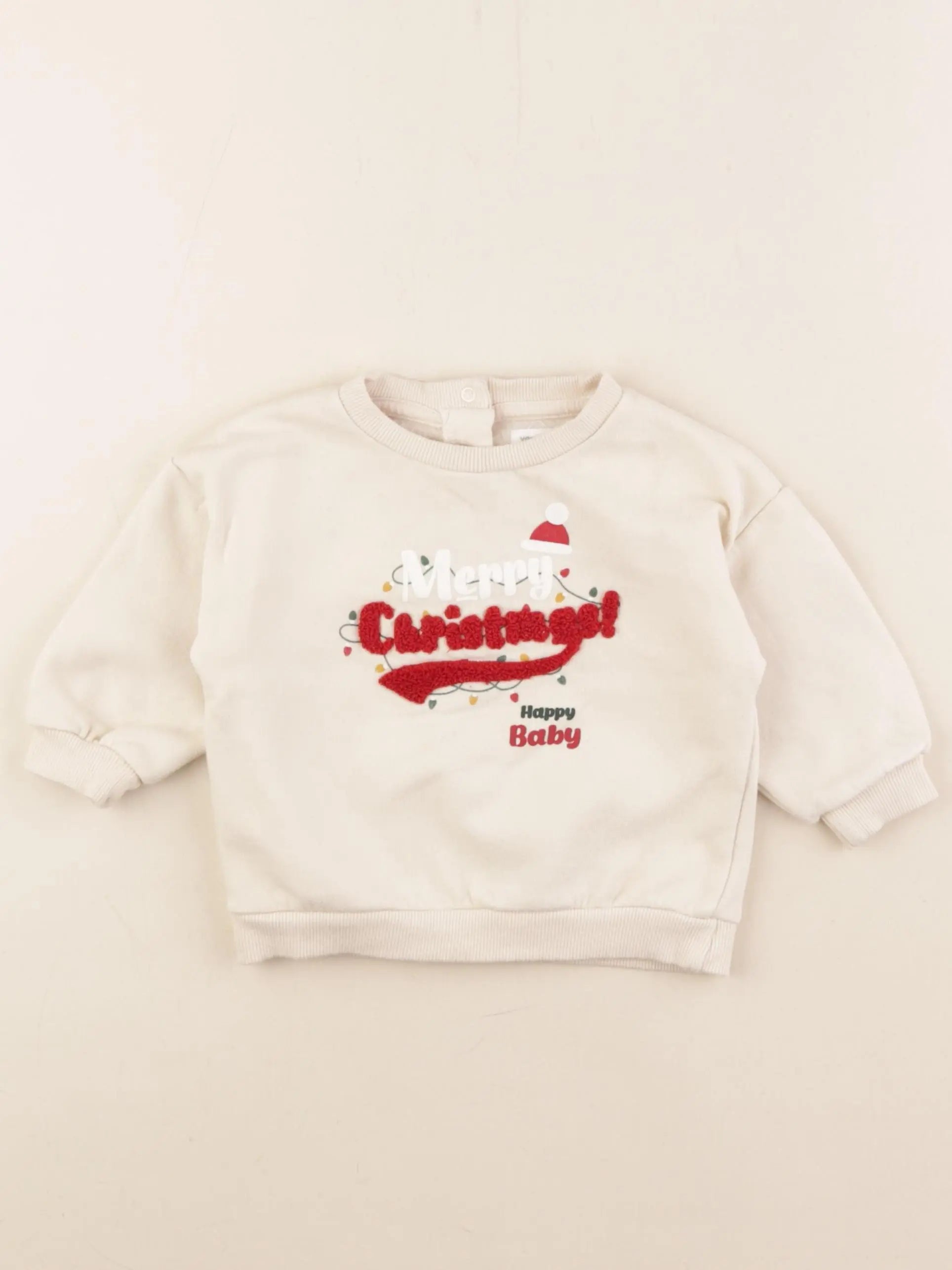 Vertbaudet - sweat beige - 12 mois
