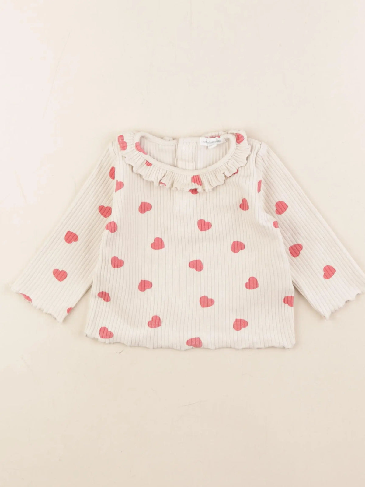 Vertbaudet - tee-shirt beige, rouge - 9 mois