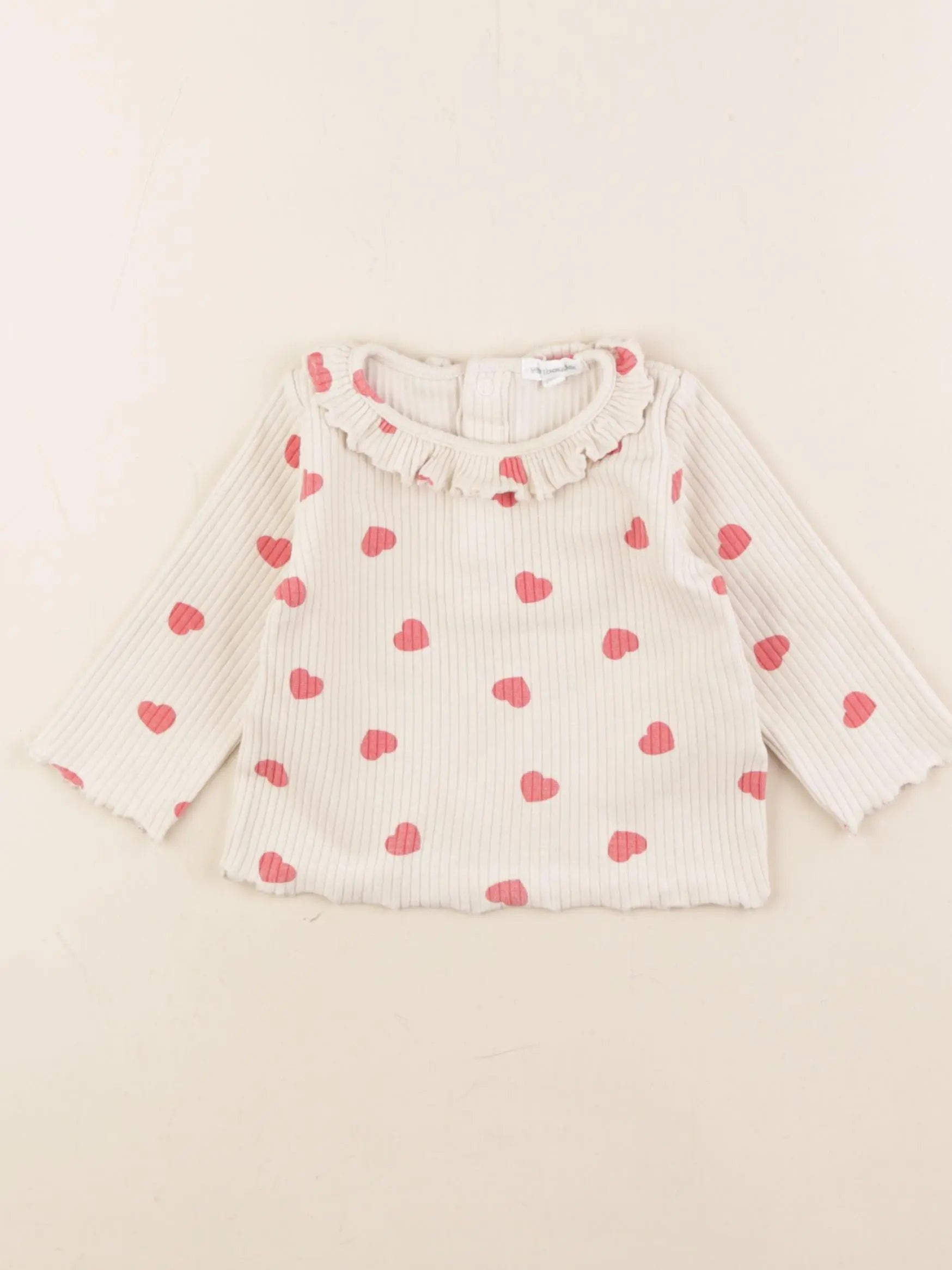 Vertbaudet - tee-shirt beige, rouge - 9 mois