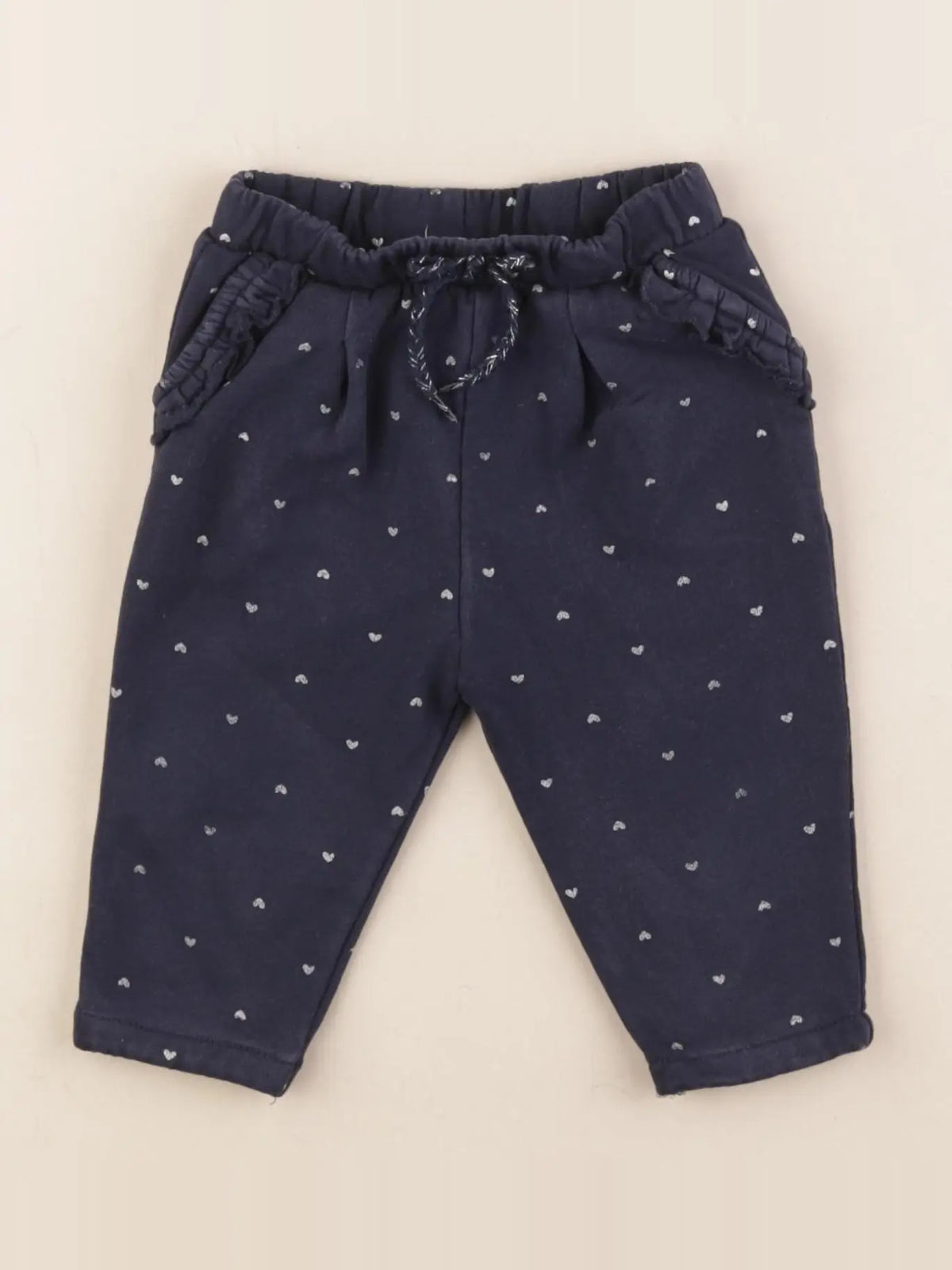 Vertbaudet - pantalon bleu, argent - 9 mois