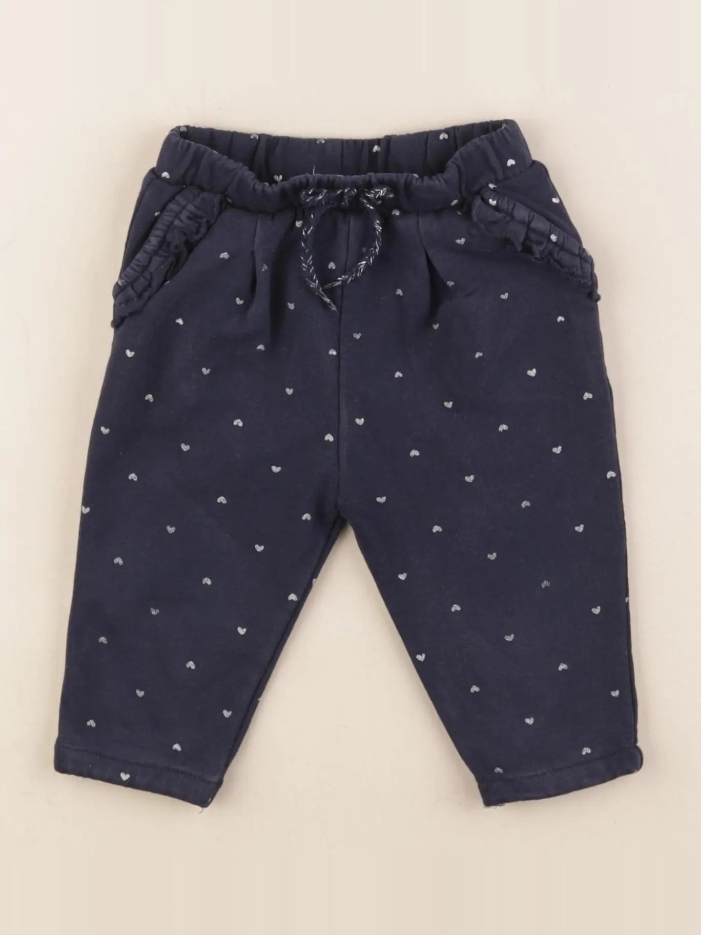 Vertbaudet - pantalon bleu, argent - 9 mois