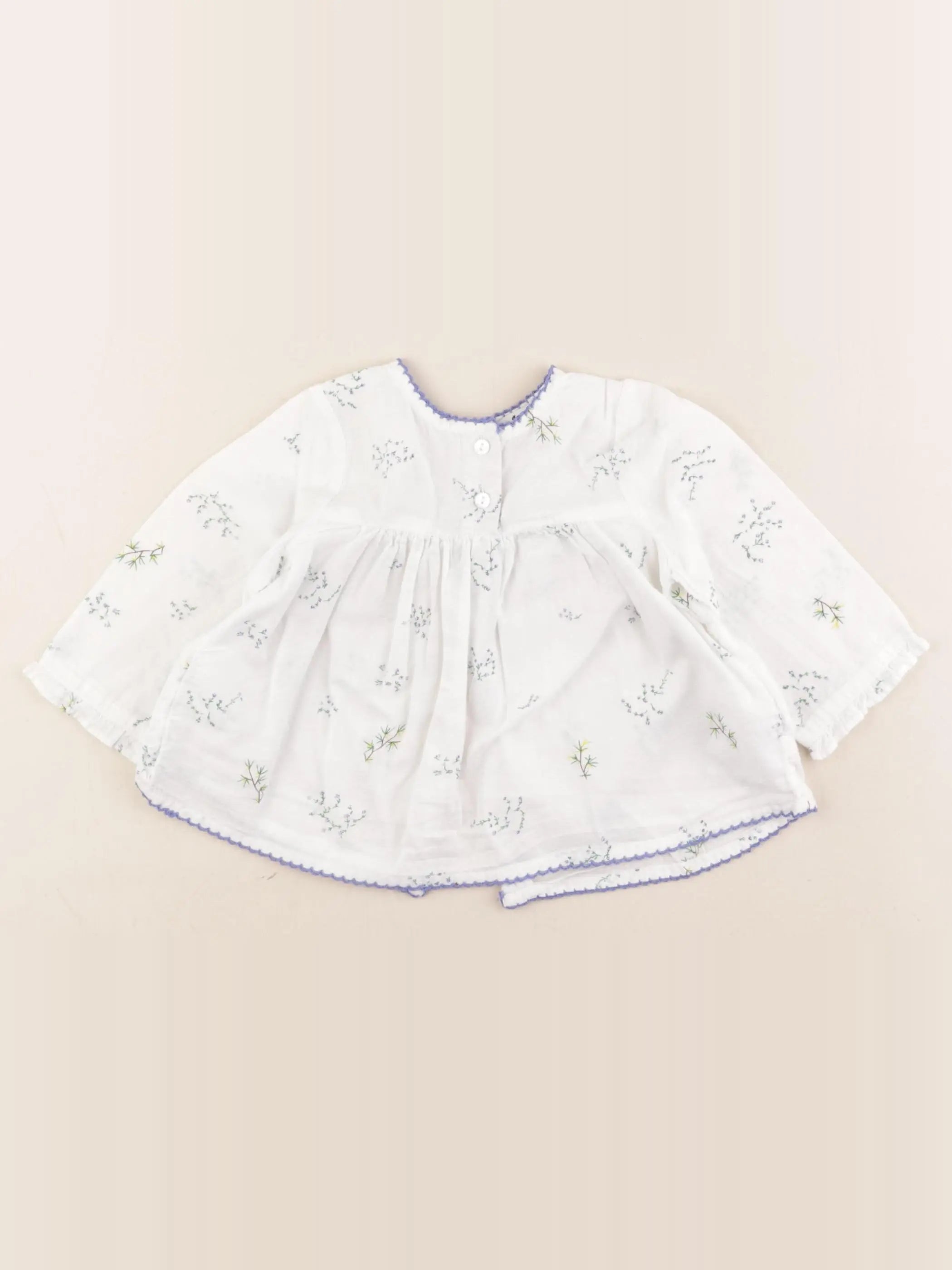 Cyrillus - blouse blanc, bleu - 9 mois