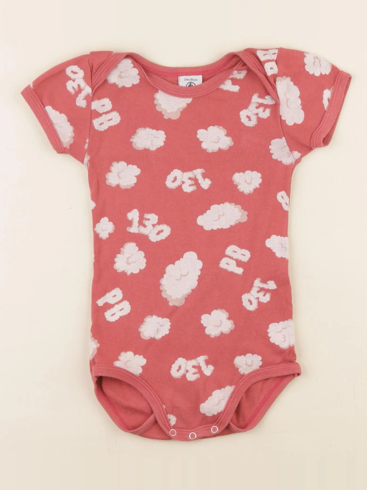 Petit Bateau - body rouge - 24 mois