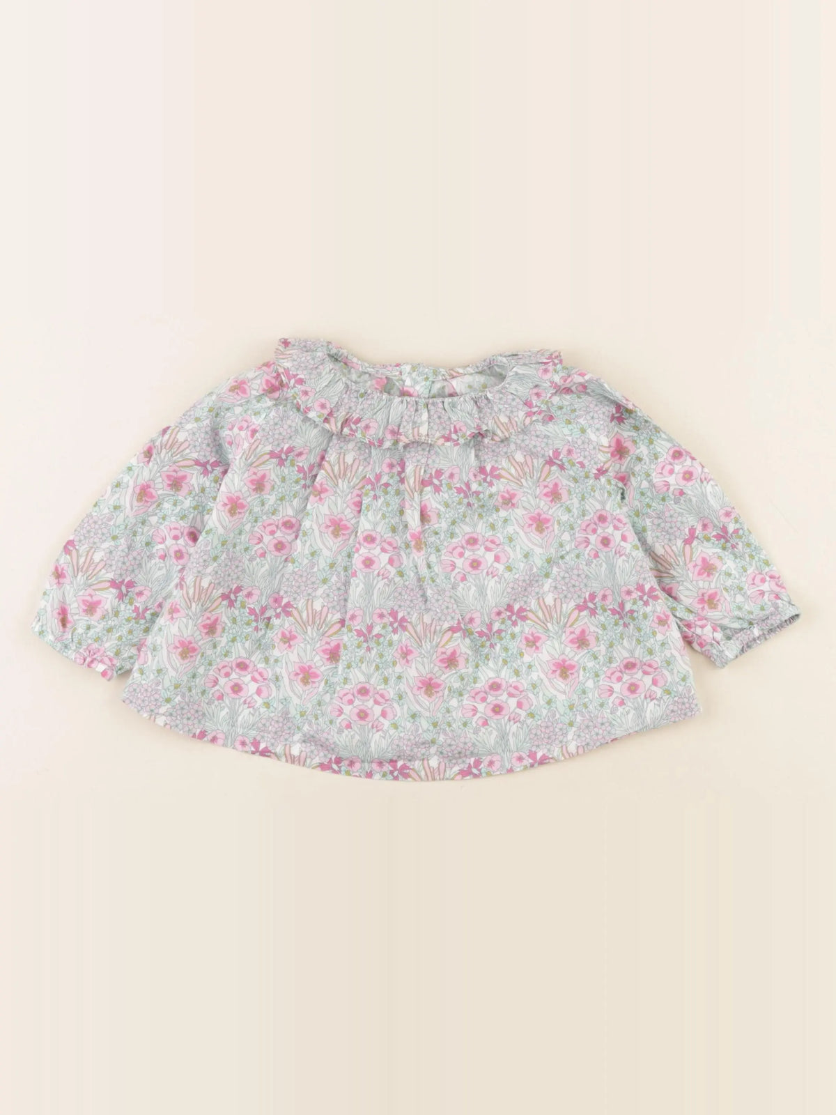 Jacadi - blouse liberty rose, vert - 12 mois