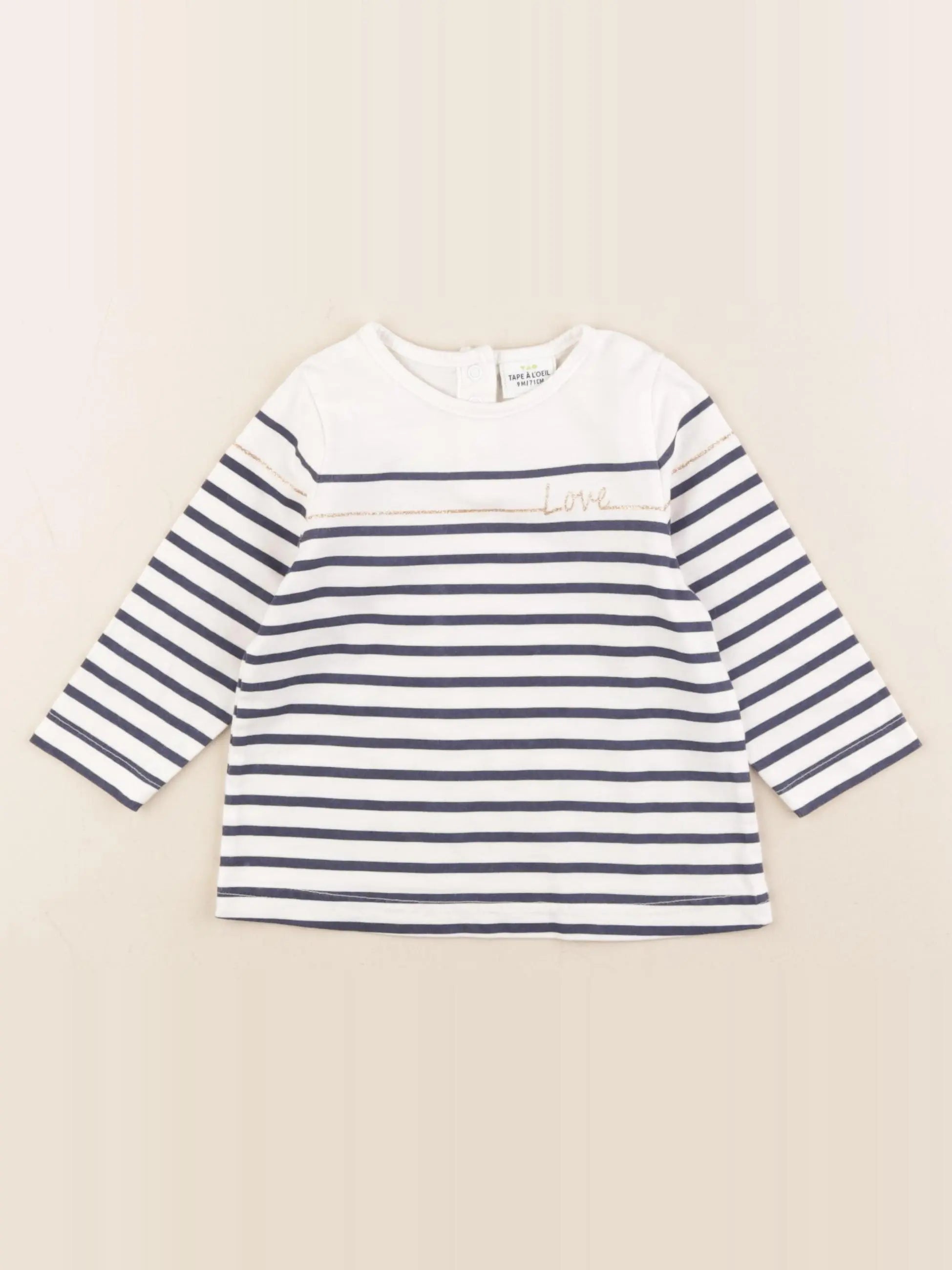 Tape à l'oeil - tee-shirt blanc, bleu - 9 mois