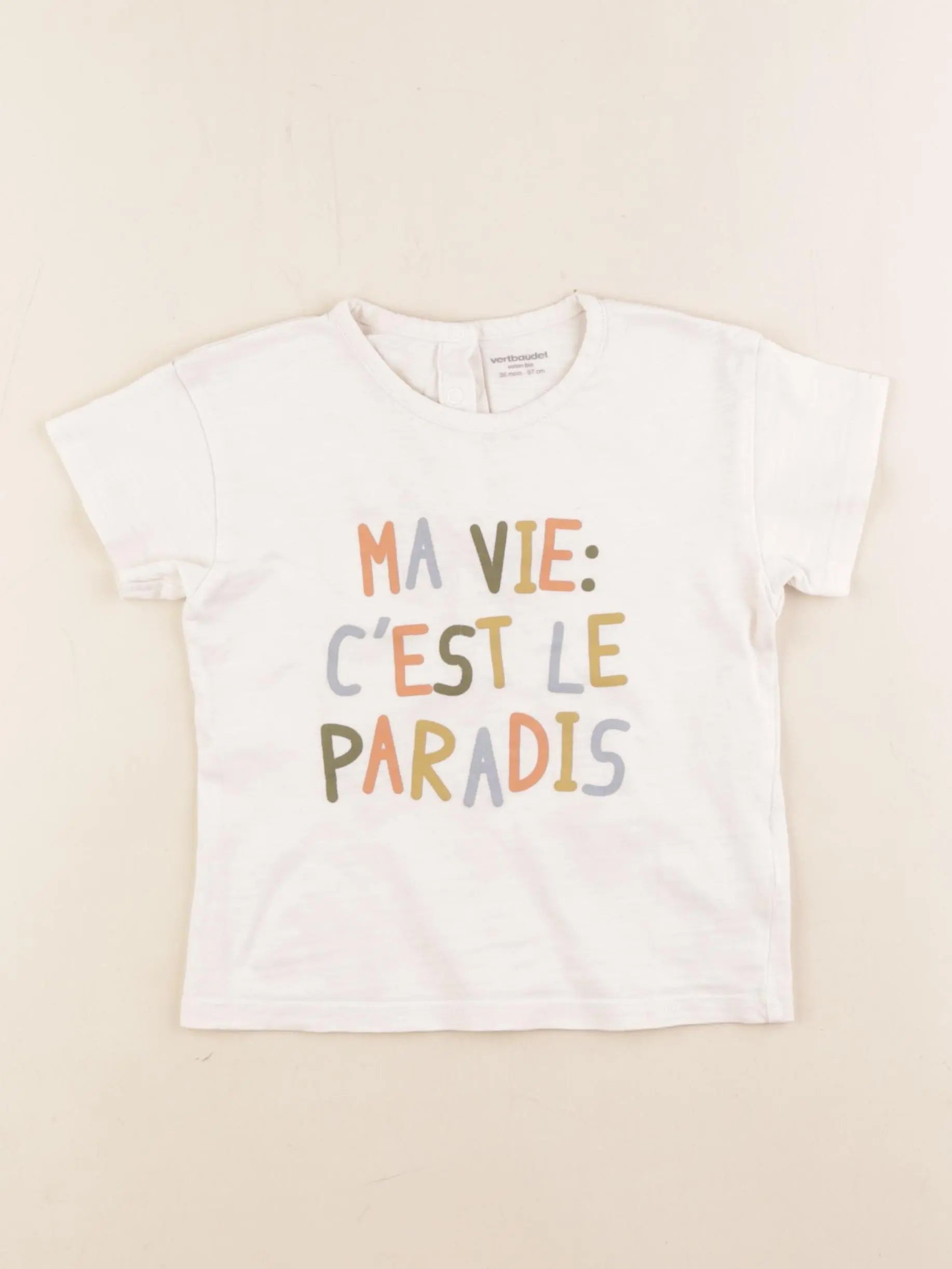 Vertbaudet - tee-shirt blanc - 36 mois