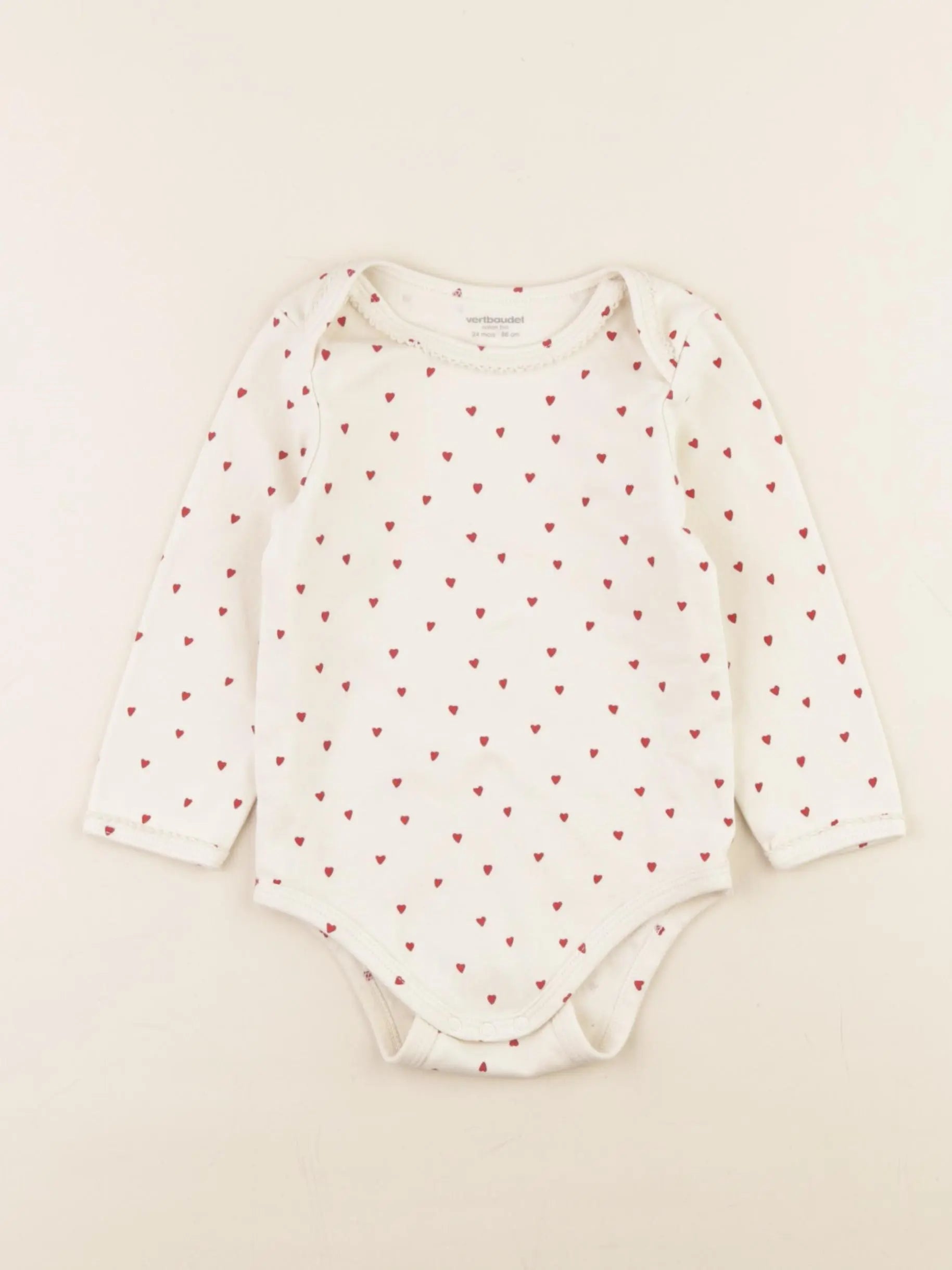 Vertbaudet - body beige, rouge - 24 mois