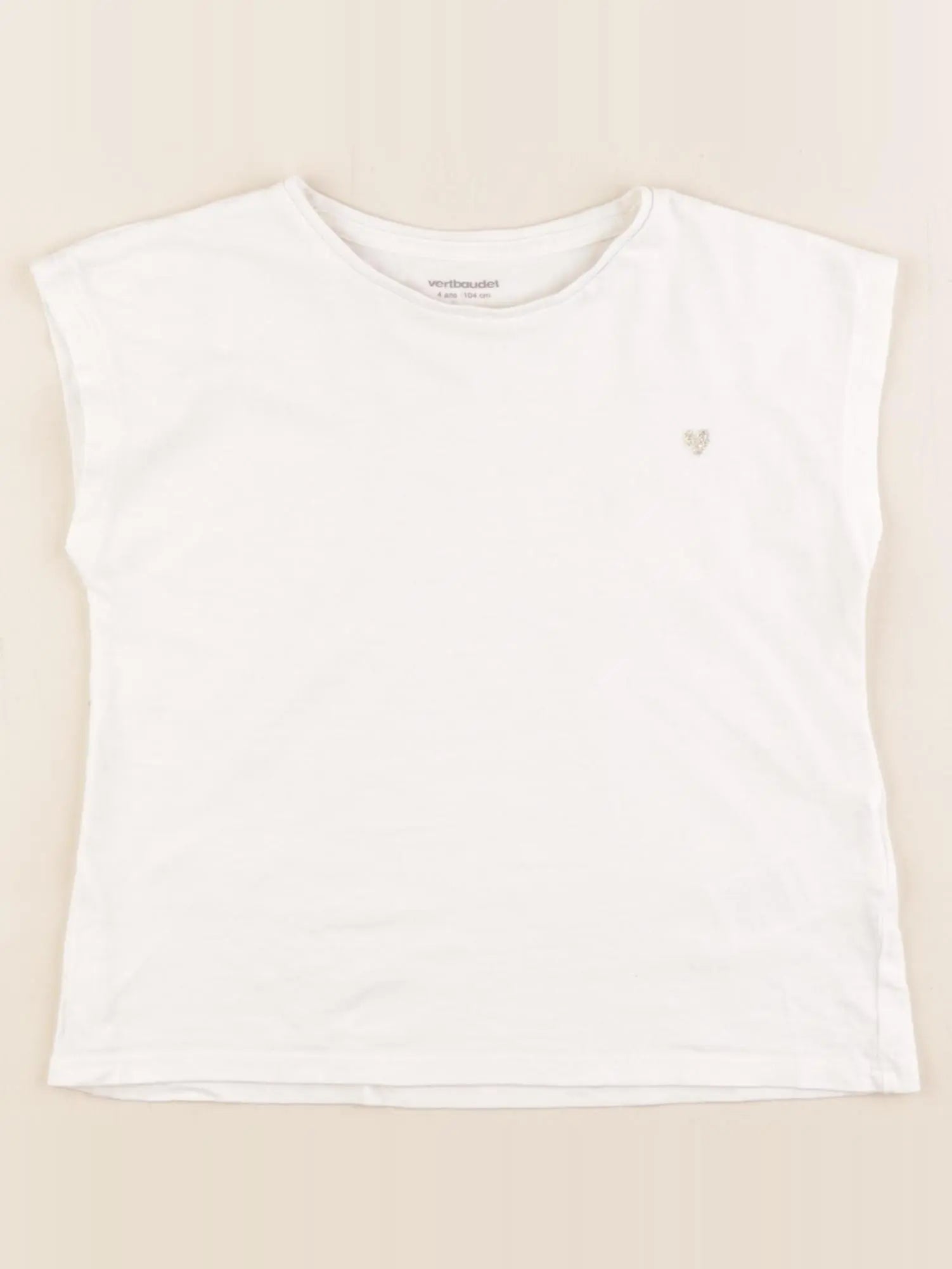 Vertbaudet - tee-shirt blanc, or - 4 ans