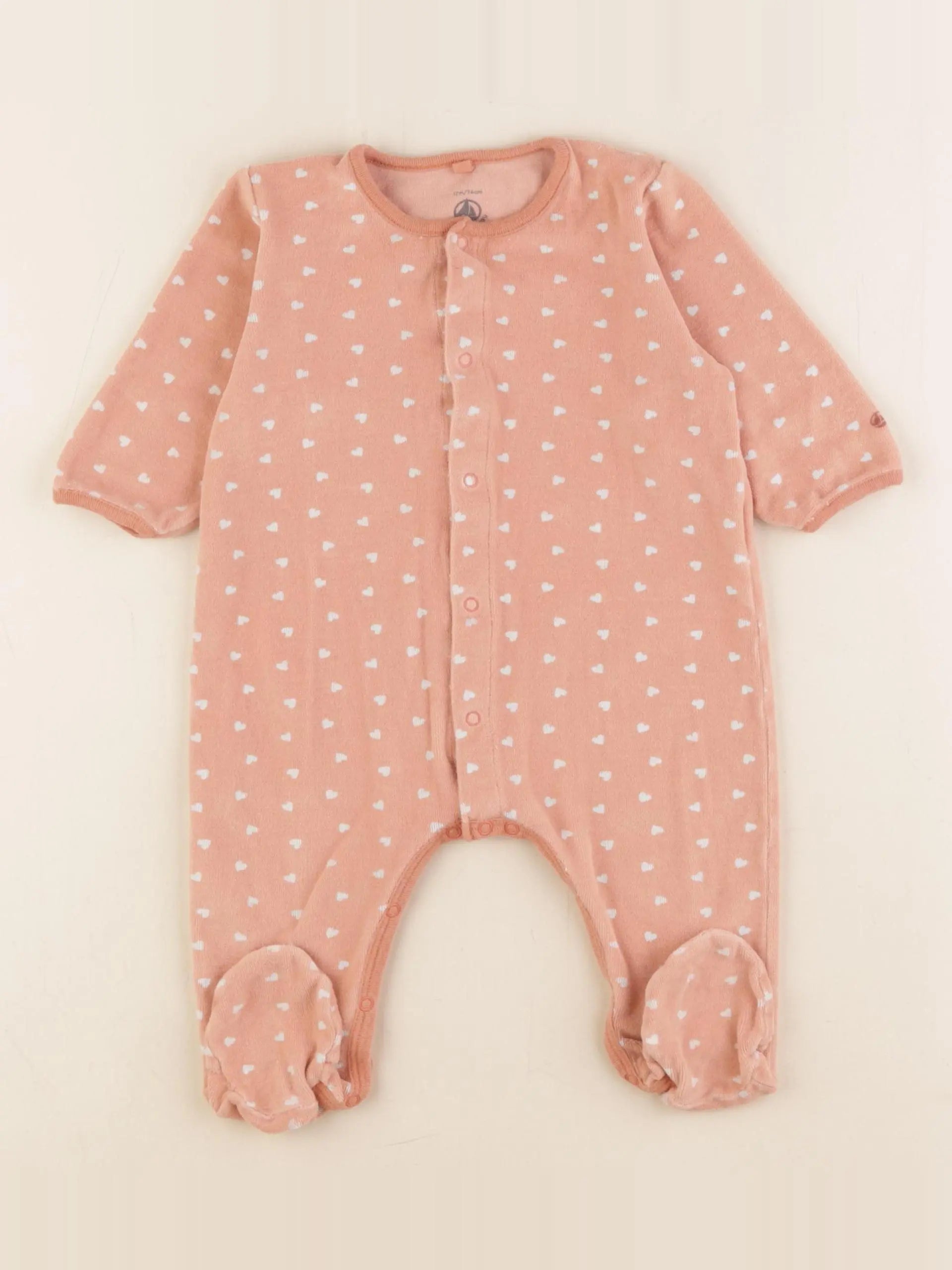 Petit Bateau - pyjama velours rose - 12 mois