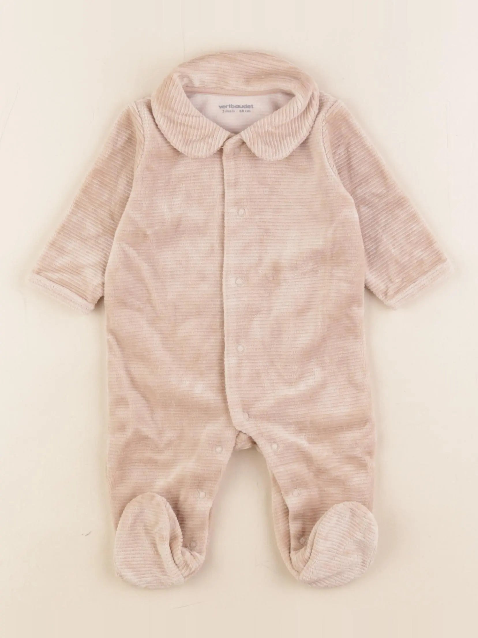 Vertbaudet - pyjama velours marron - 3 mois