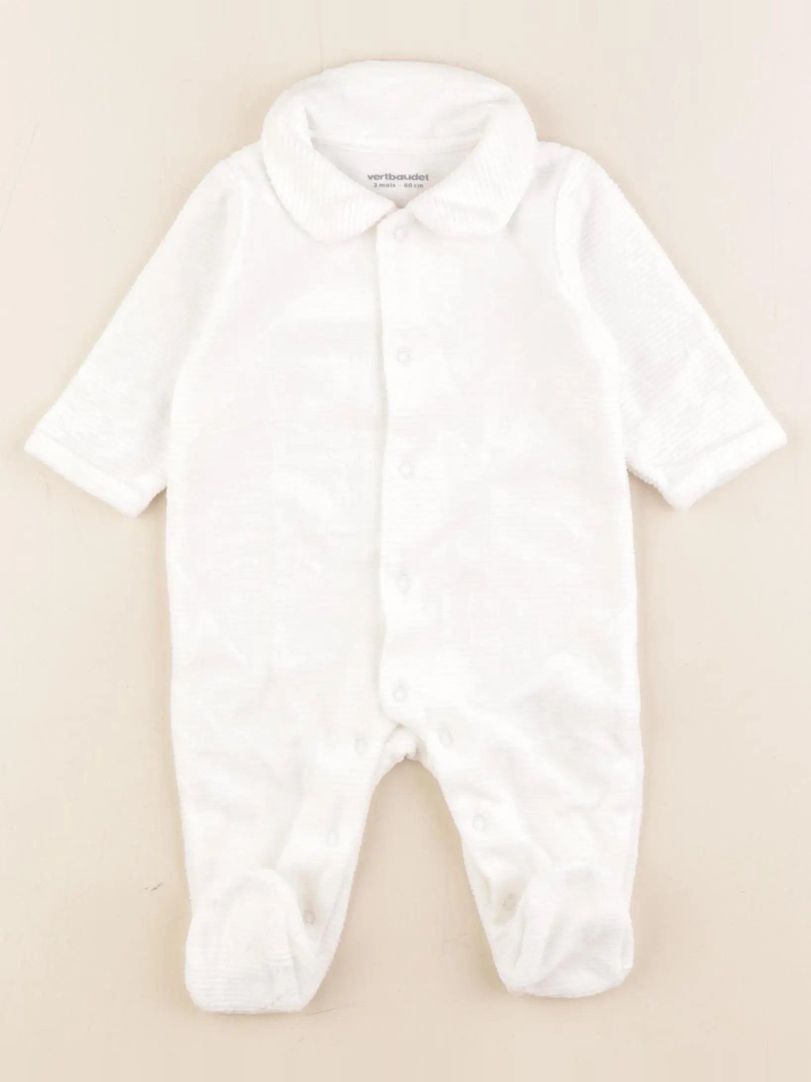 Vertbaudet - pyjama velours blanc - 3 mois