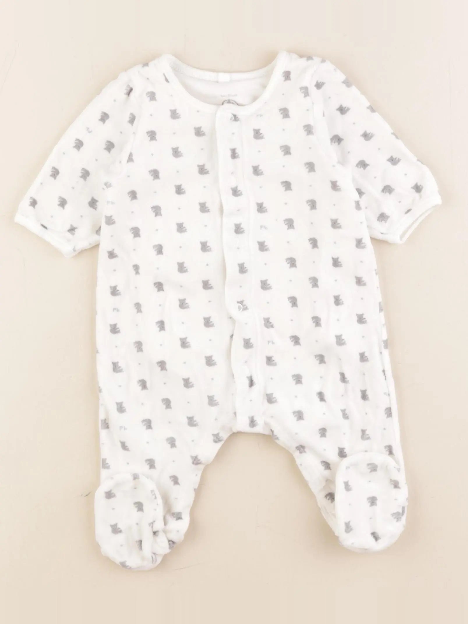Petit Bateau - pyjama velours blanc - 3 mois