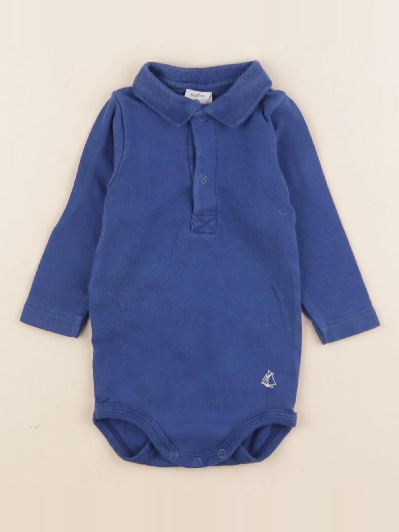 Petit Bateau - body à col bleu - 6 mois