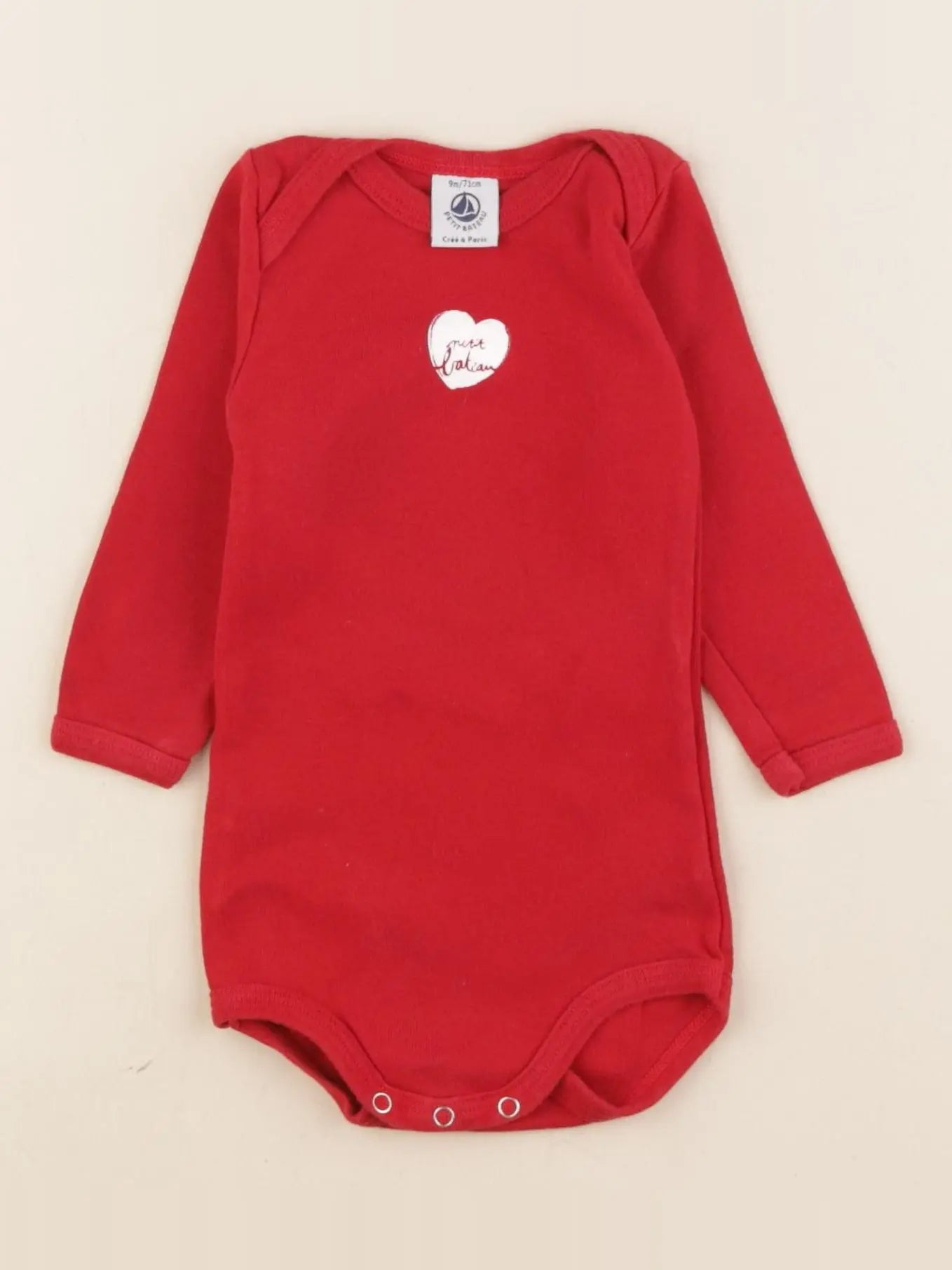 Petit Bateau - body rouge - 9 mois