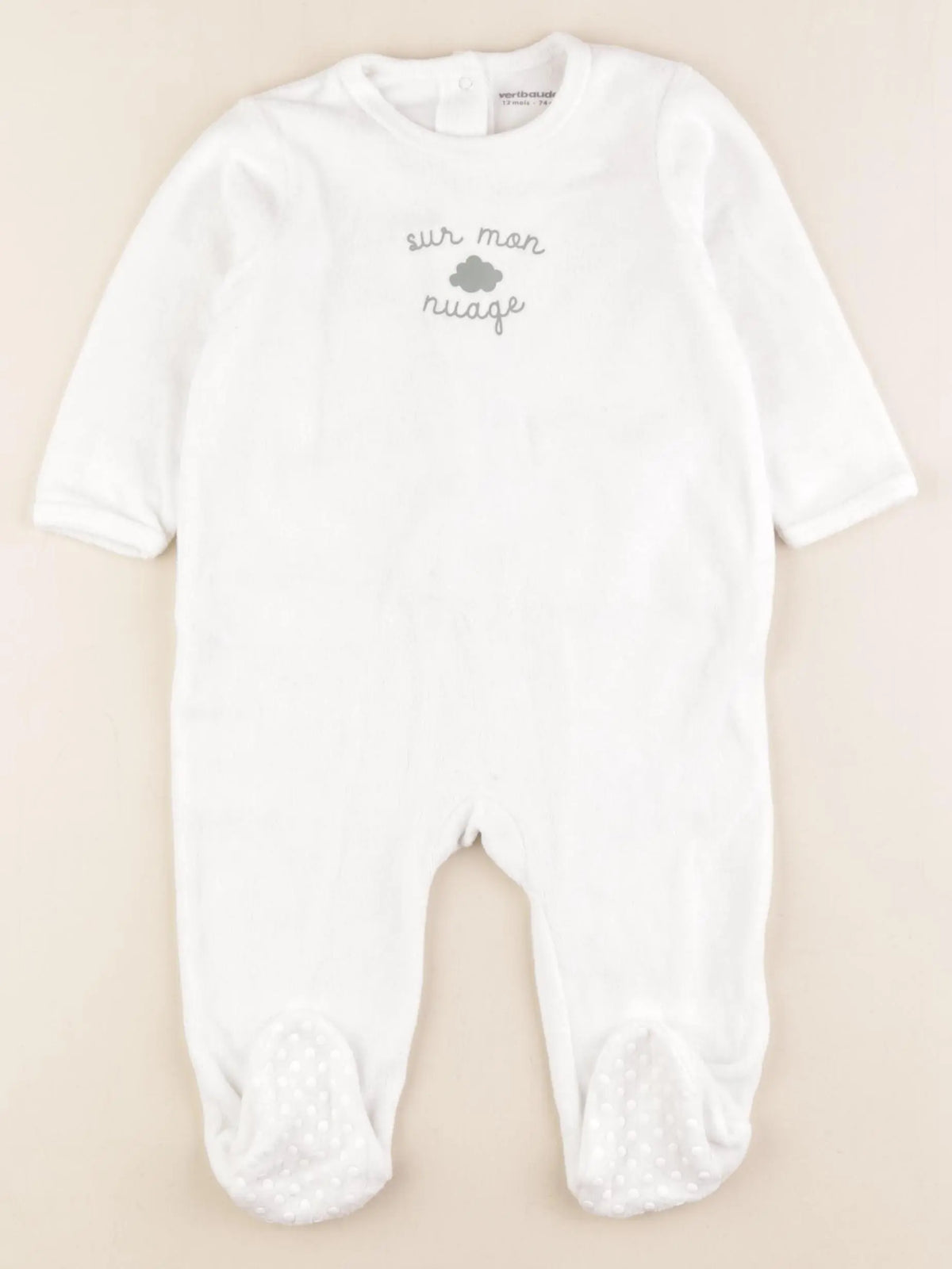 Vertbaudet - pyjama velours blanc - 12 mois