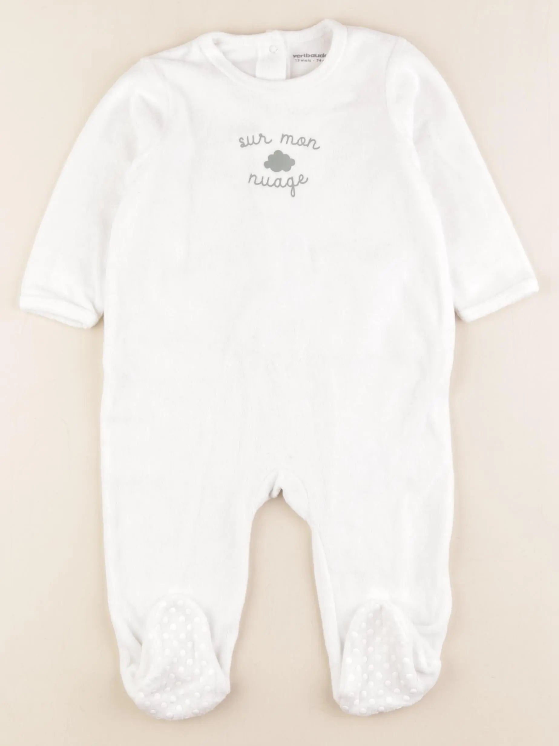 Vertbaudet - pyjama velours blanc - 12 mois