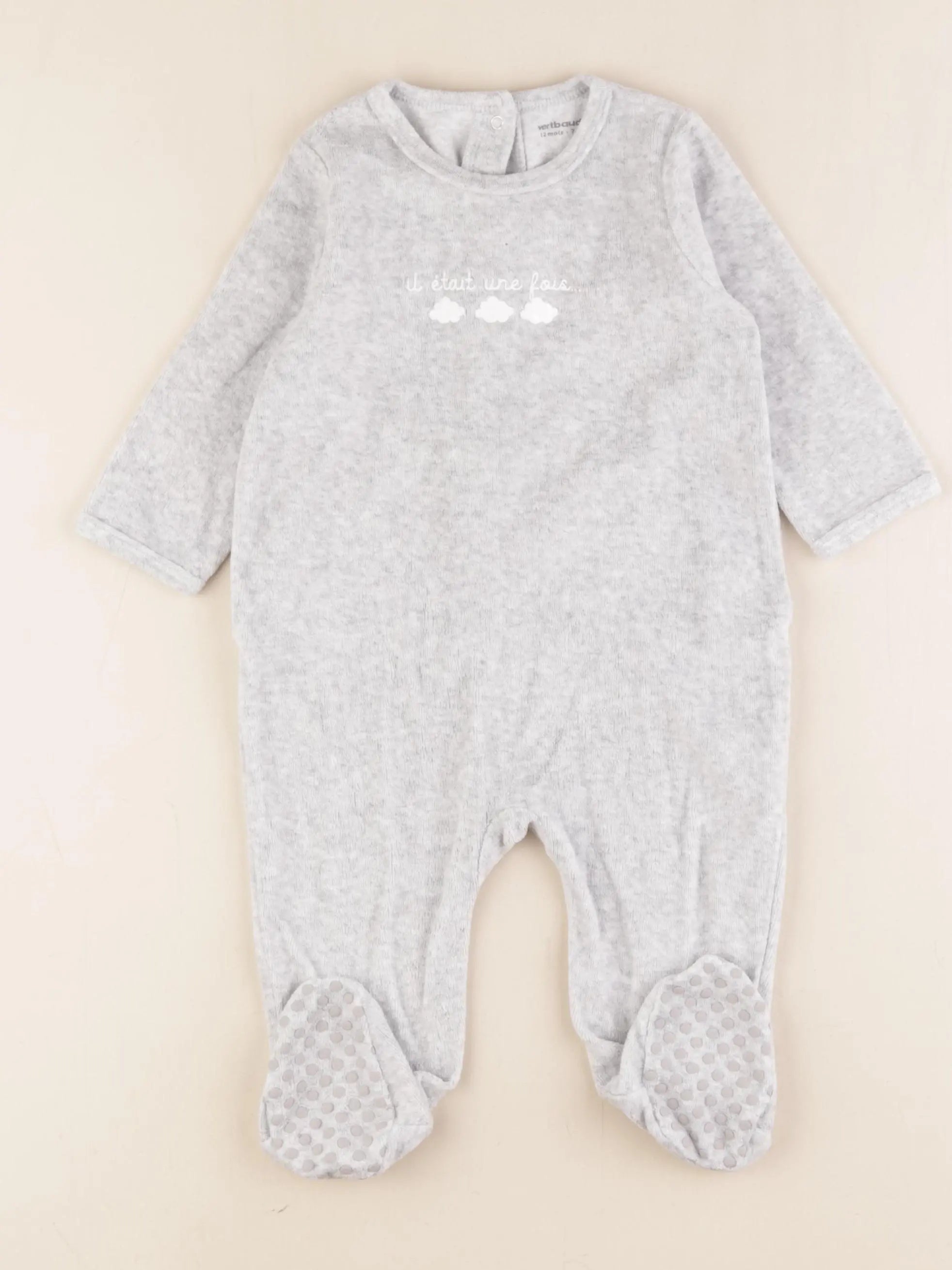 Vertbaudet - pyjama velours gris - 3 mois