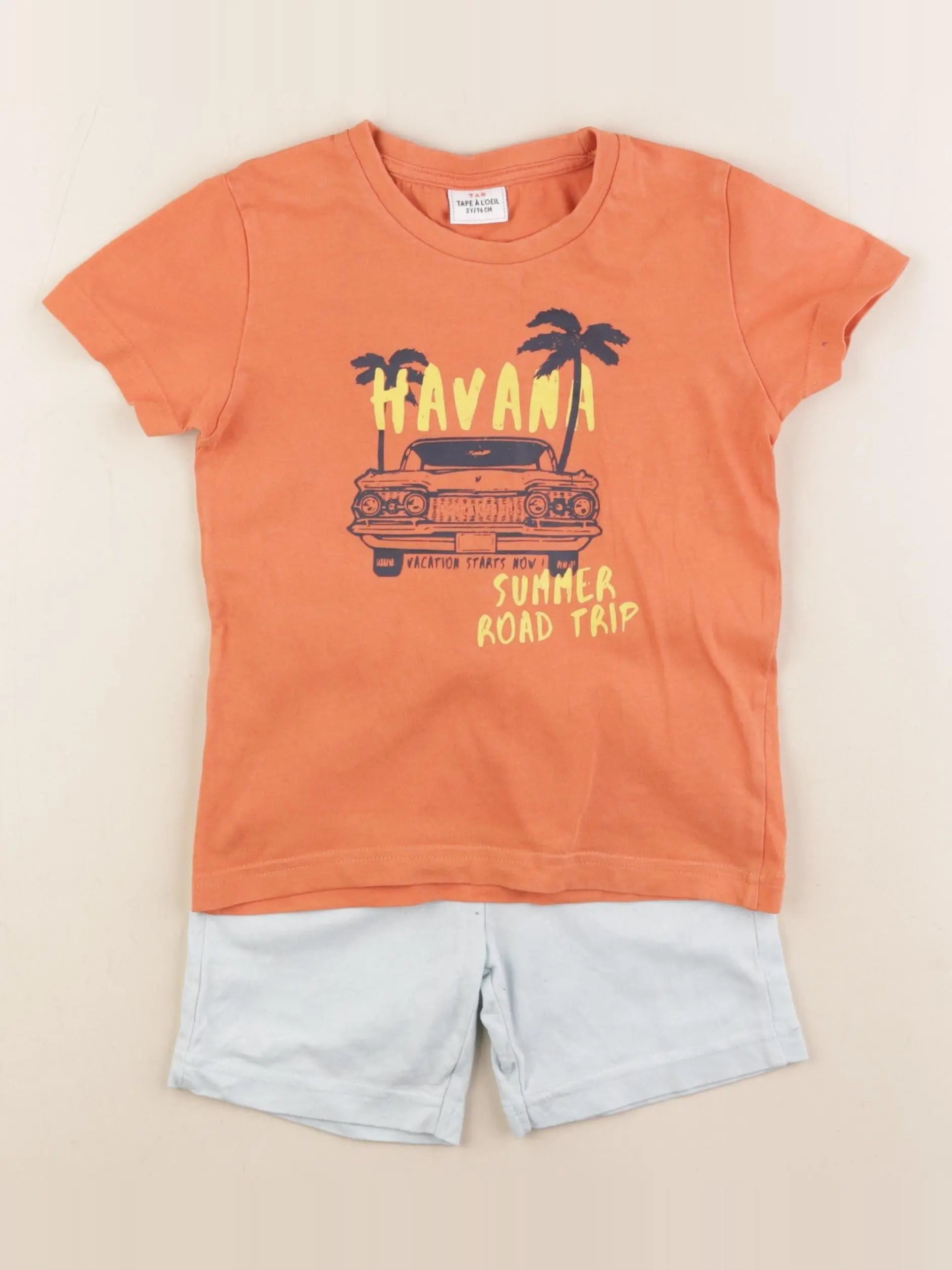 Tape à l'oeil - ensemble orange, gris - 3 ans