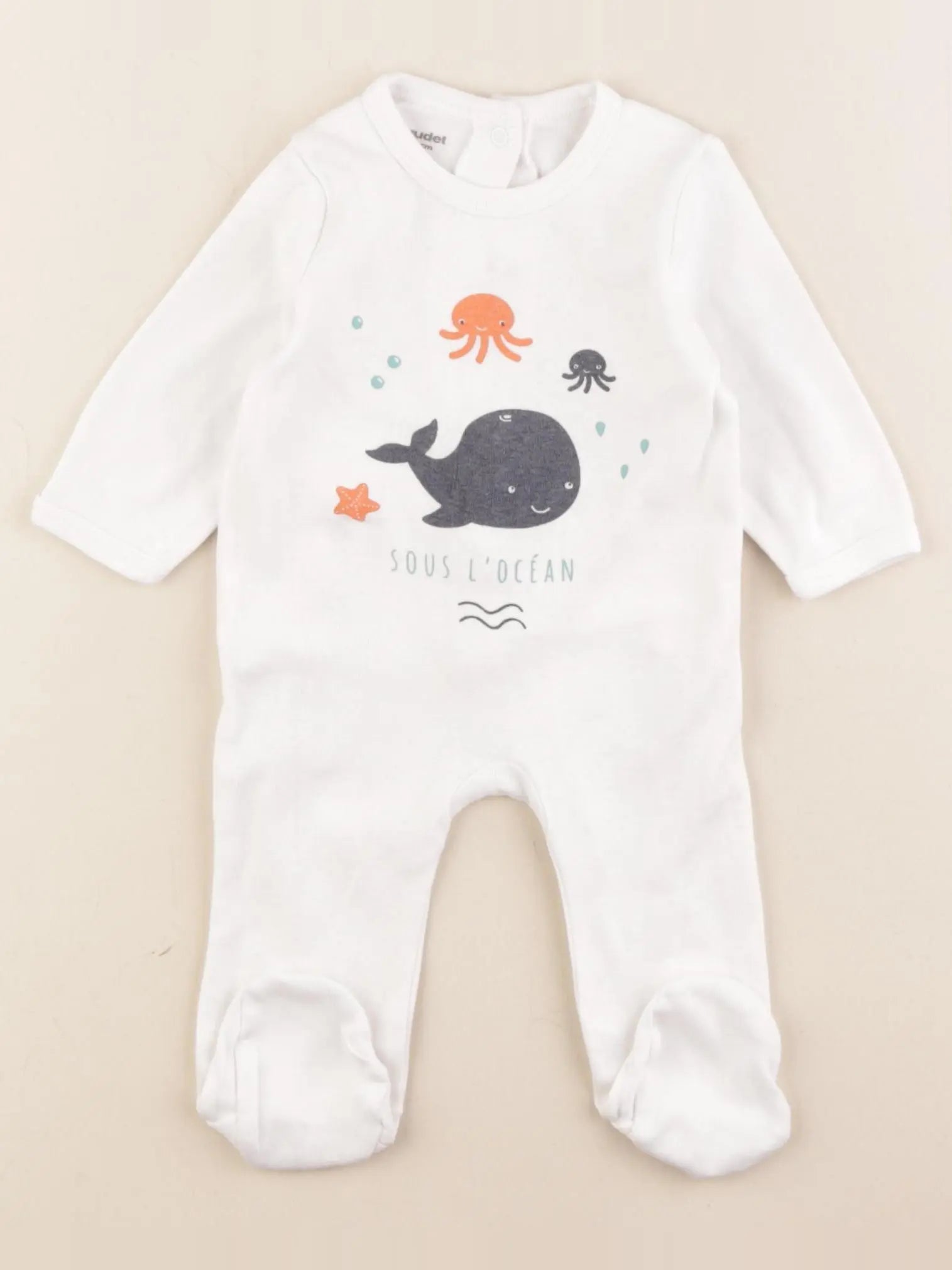Vertbaudet - pyjama coton blanc - 3 mois