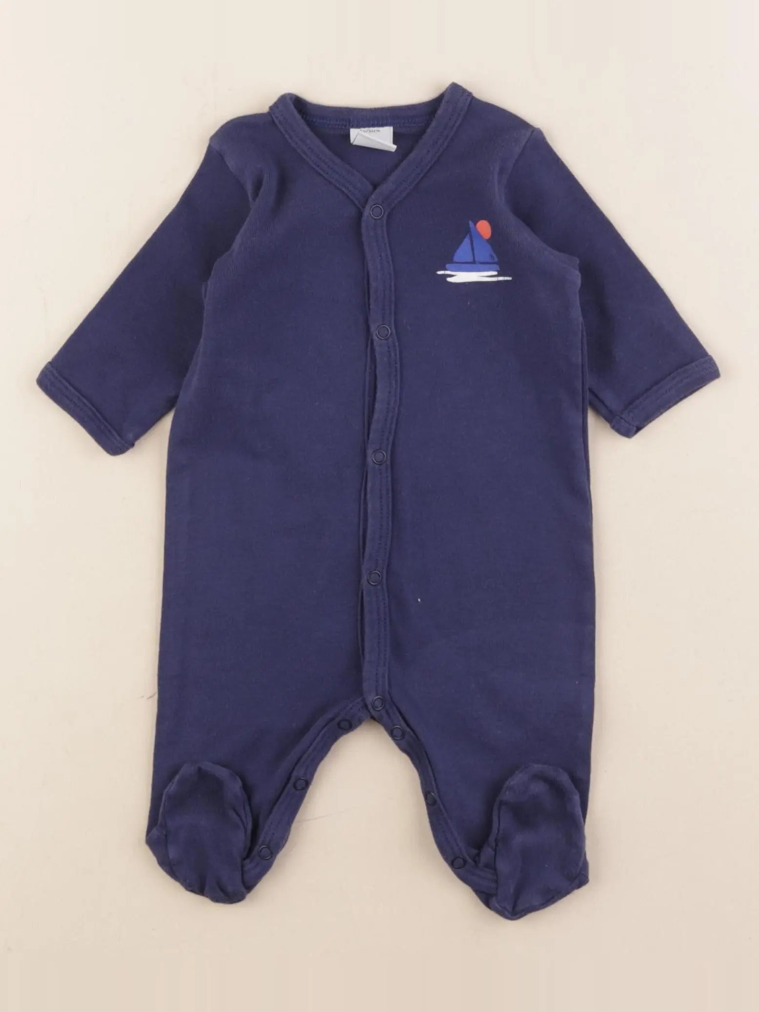 Petit Bateau - pyjama coton bleu - 1 mois