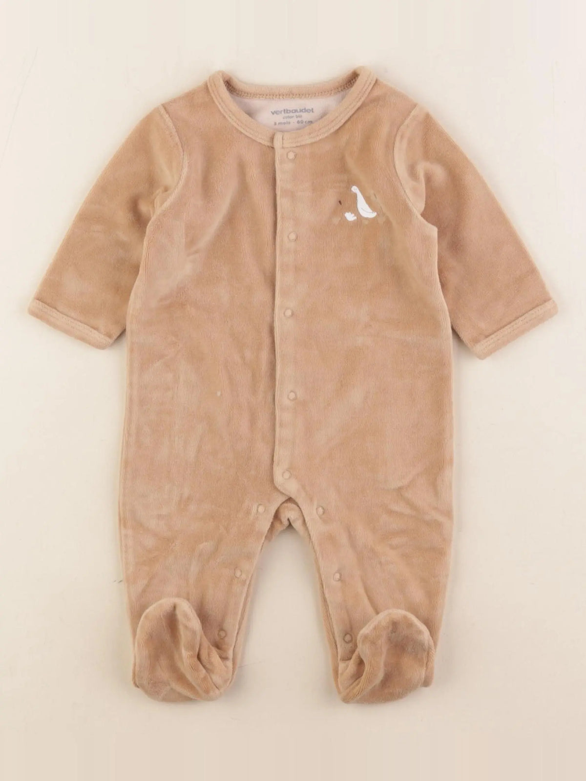 Vertbaudet - pyjama velours marron - 3 mois