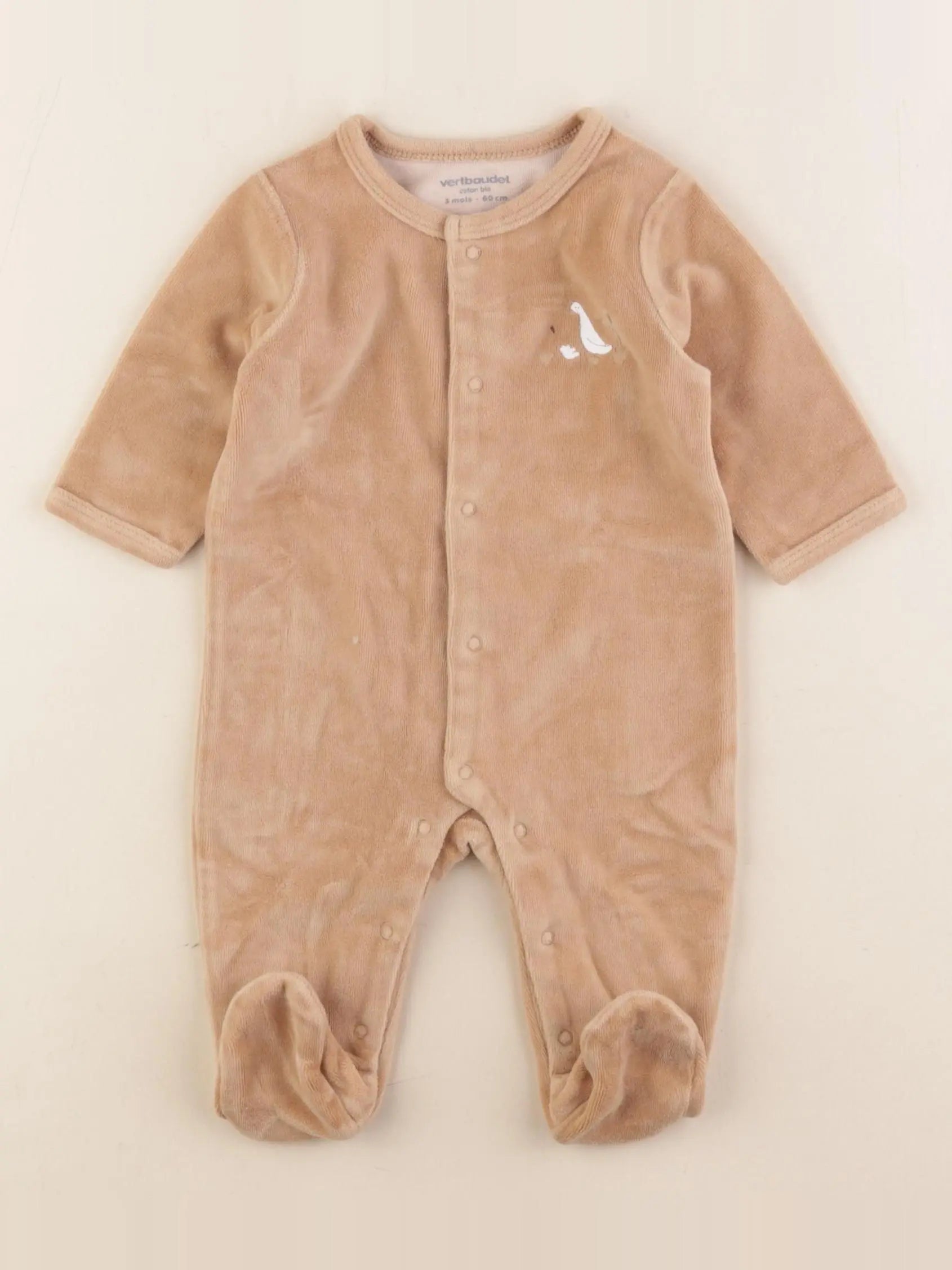 Vertbaudet - pyjama velours marron - 3 mois
