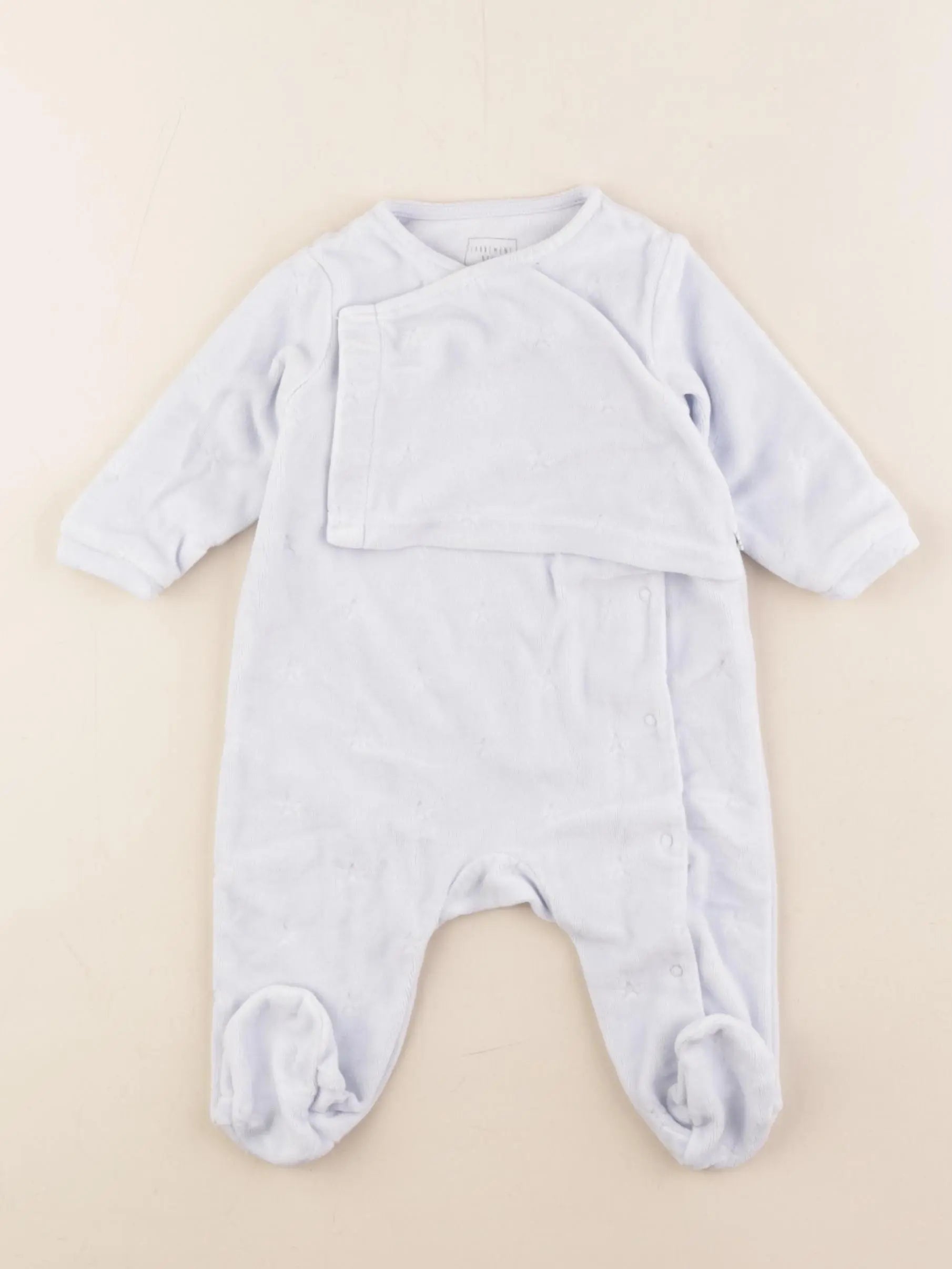 Carrément Beau - pyjama velours bleu - 3 mois