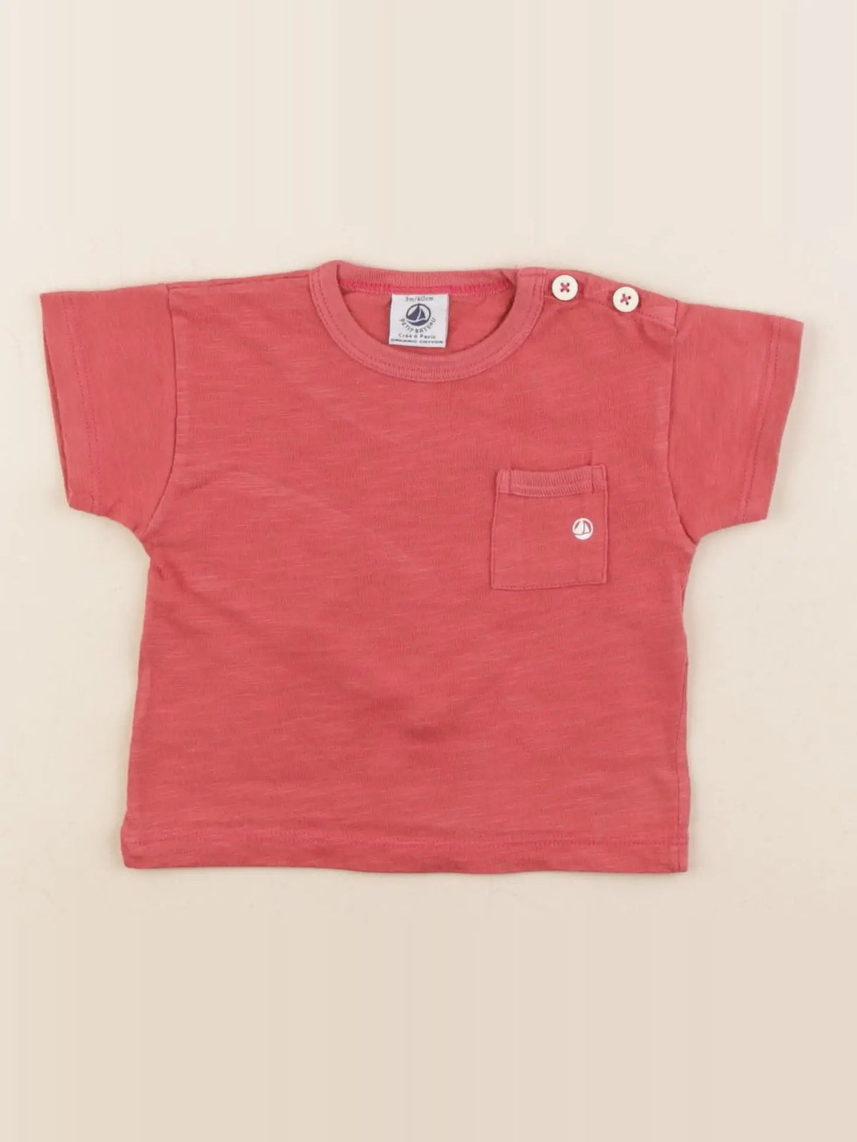 Petit Bateau - tee-shirt rouge - 3 mois