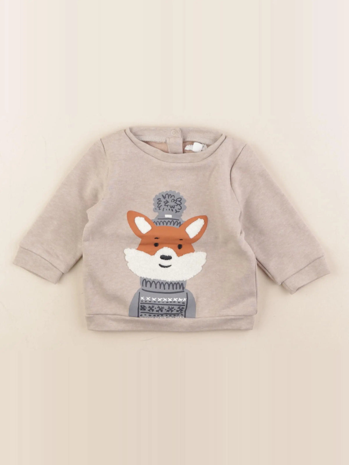Vertbaudet - sweat beige - 6 mois