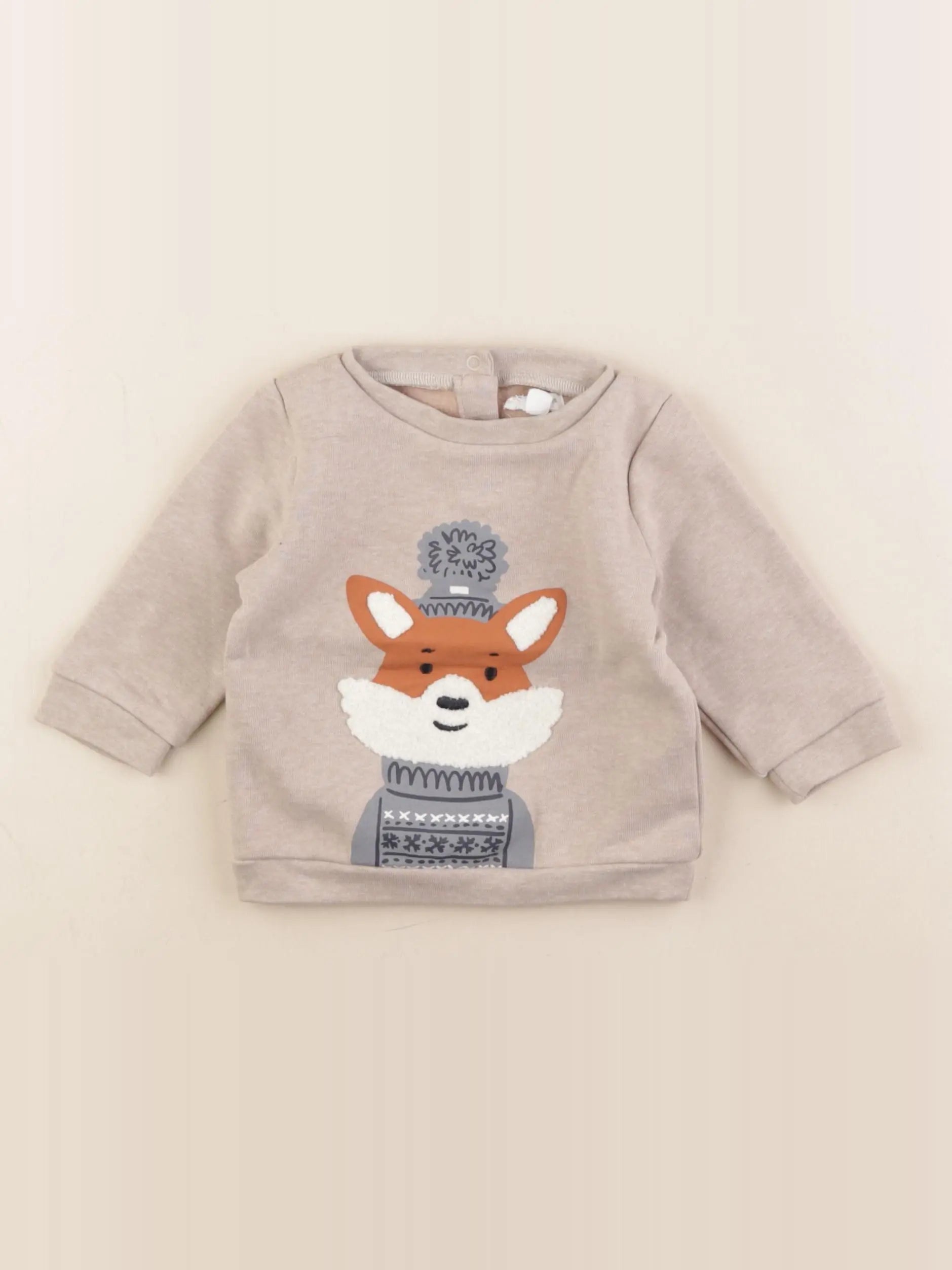 Vertbaudet - sweat beige - 6 mois