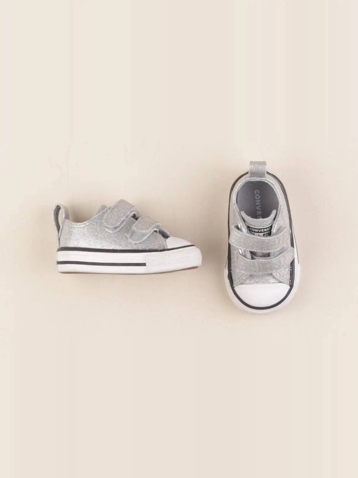 Converse - tennis à scratch/ lacets argent - pointure 18