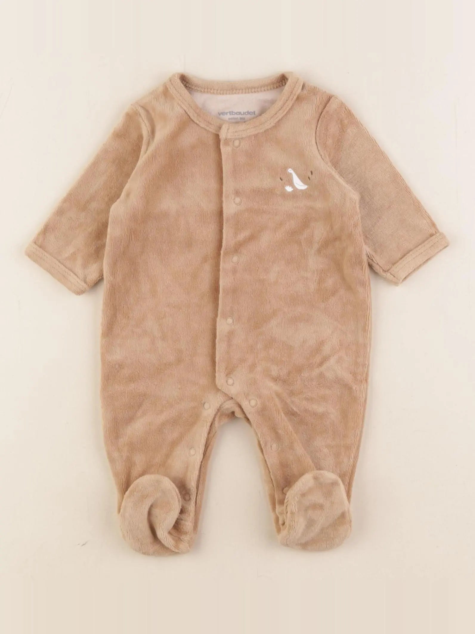 Vertbaudet - pyjama velours marron - 1 mois