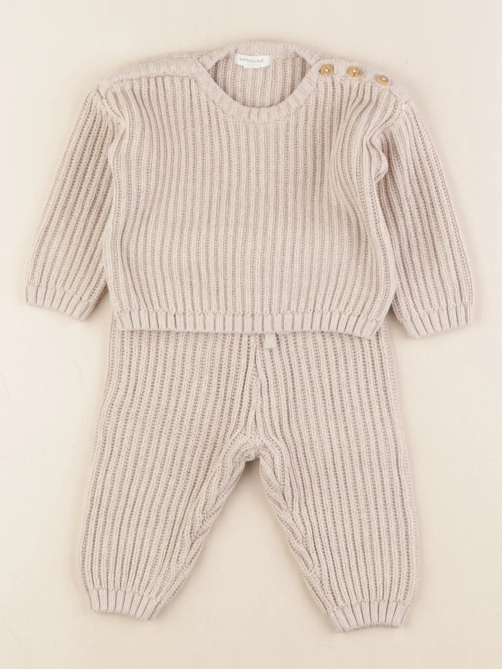 Vertbaudet - ensemble beige - 6 mois