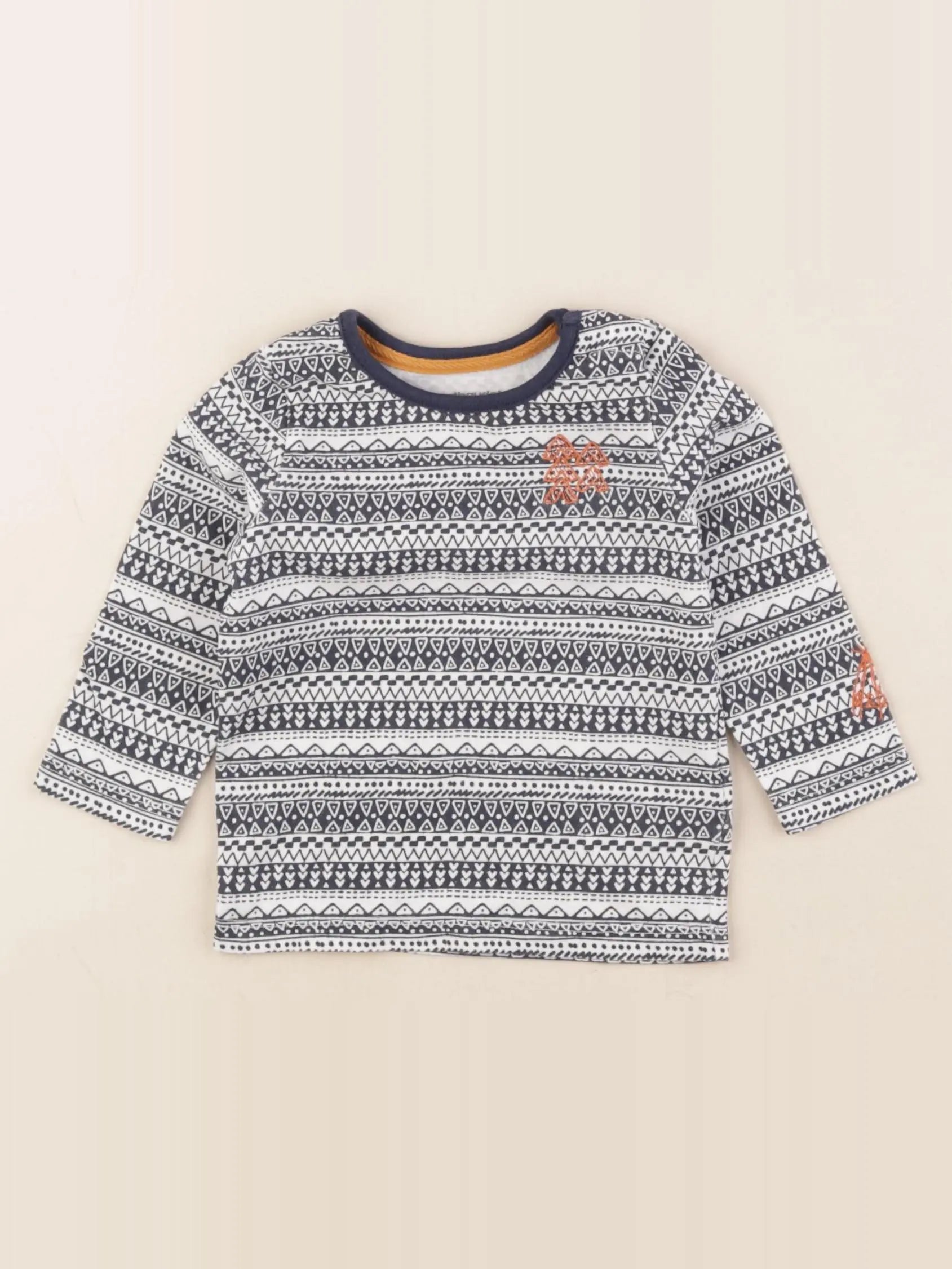 Vertbaudet - tee-shirt blanc, bleu - 6 mois