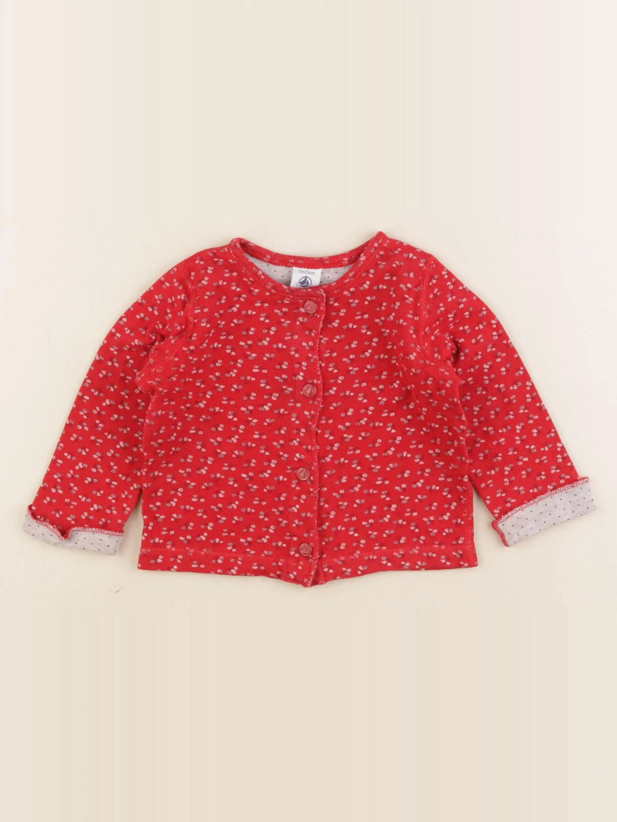 Petit Bateau - gilet rouge - 12 mois