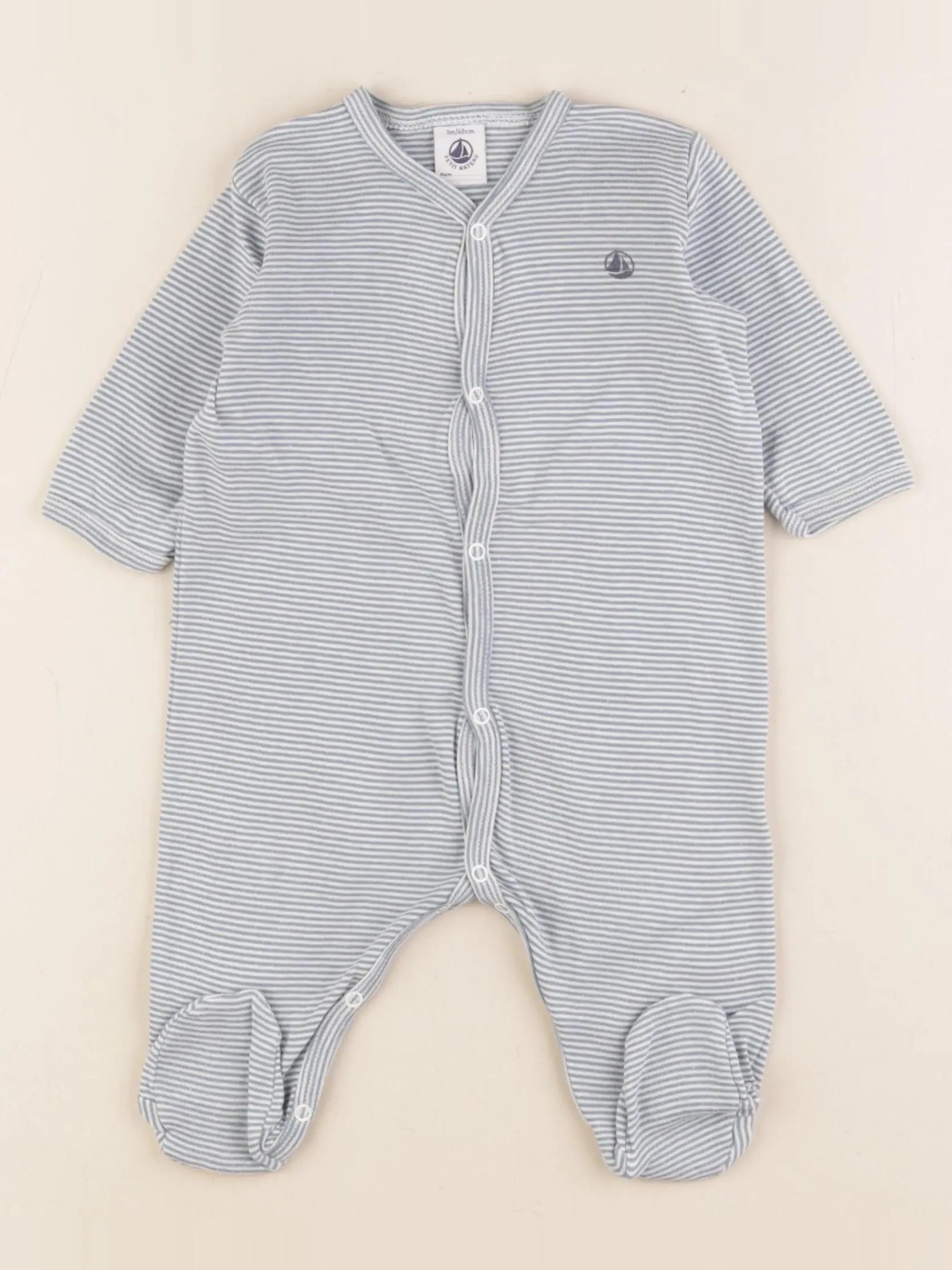 Petit Bateau - pyjama coton bleu - 3 mois
