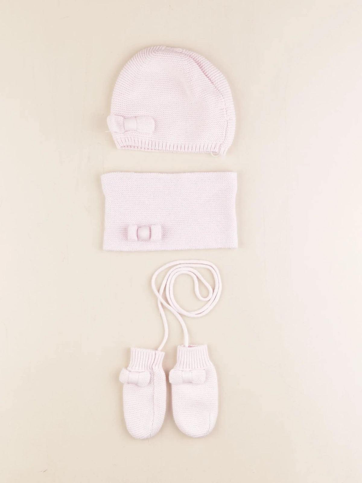 Jacadi - ensemble bonnet/moufles/tour de cou rose - 24/36 mois