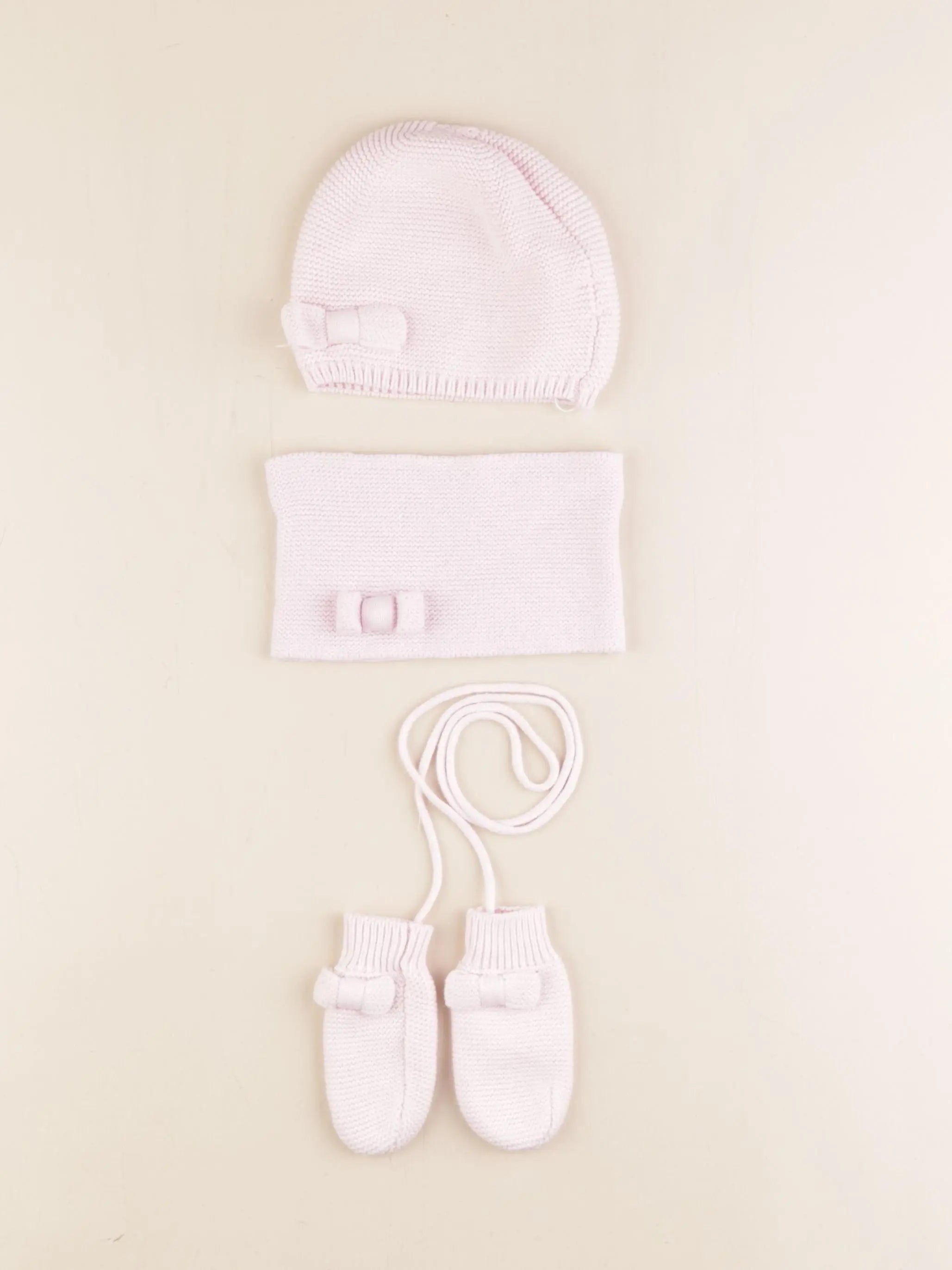 Jacadi - ensemble bonnet/moufles/tour de cou rose - 24/36 mois