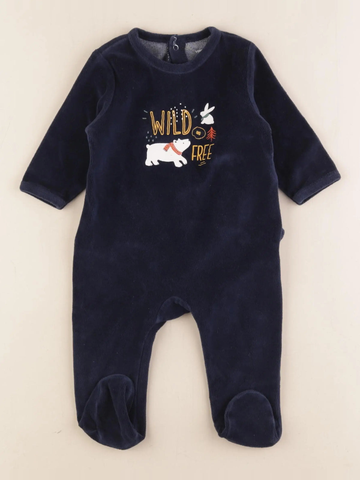 Vertbaudet - pyjama velours bleu - 6 mois