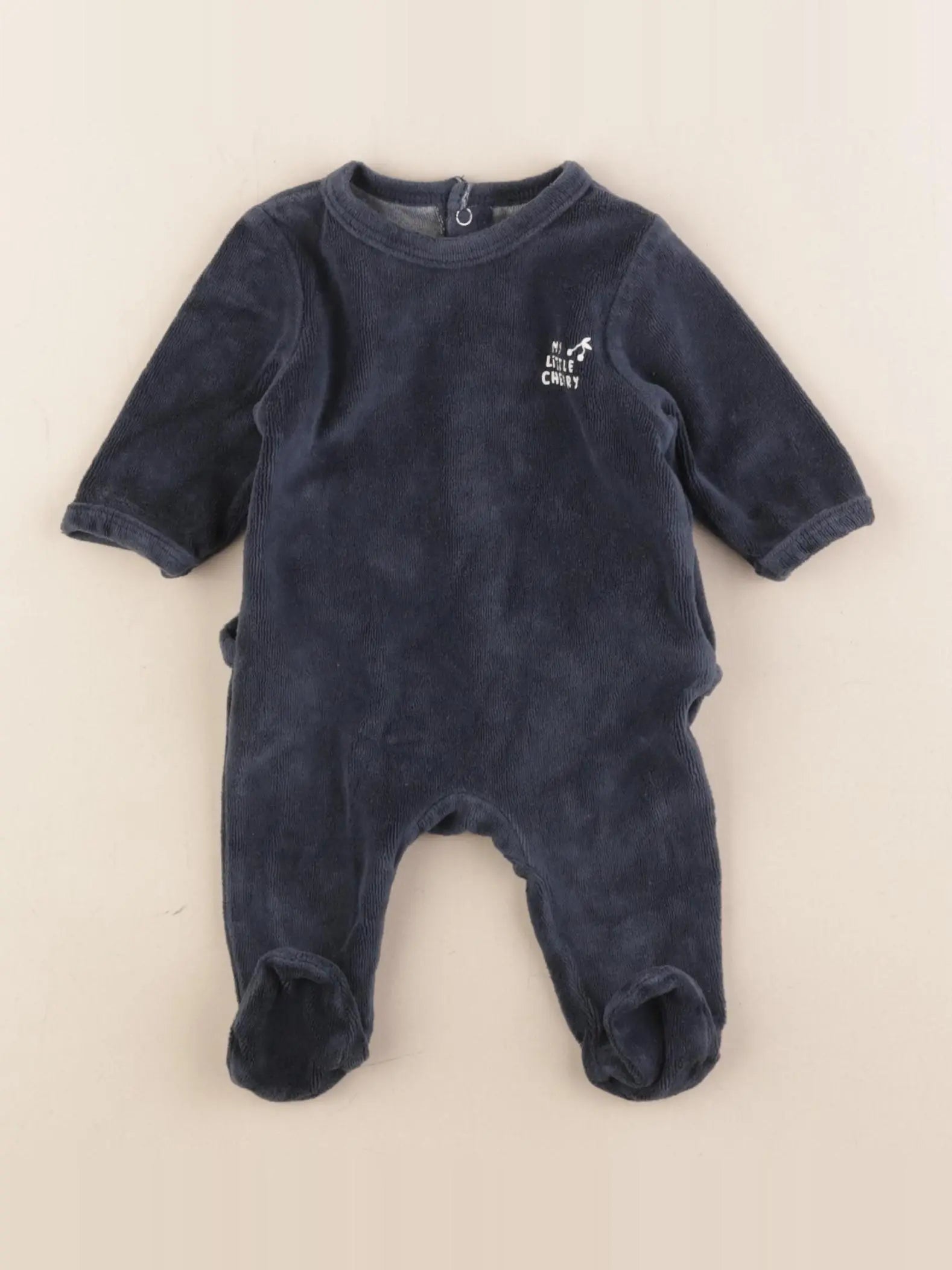 Vertbaudet - pyjama velours bleu - 1 mois