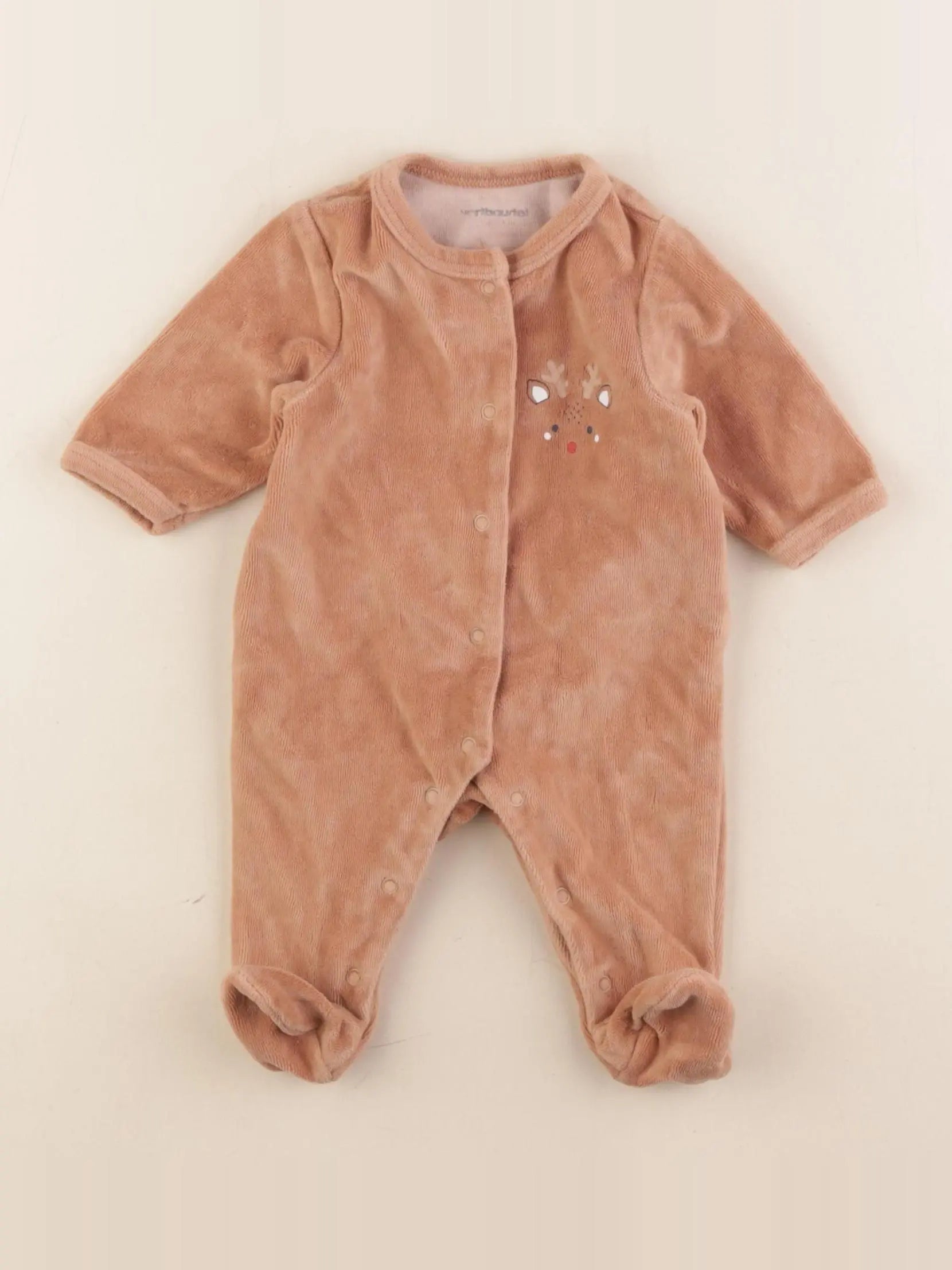 Vertbaudet - pyjama velours marron - 1 mois