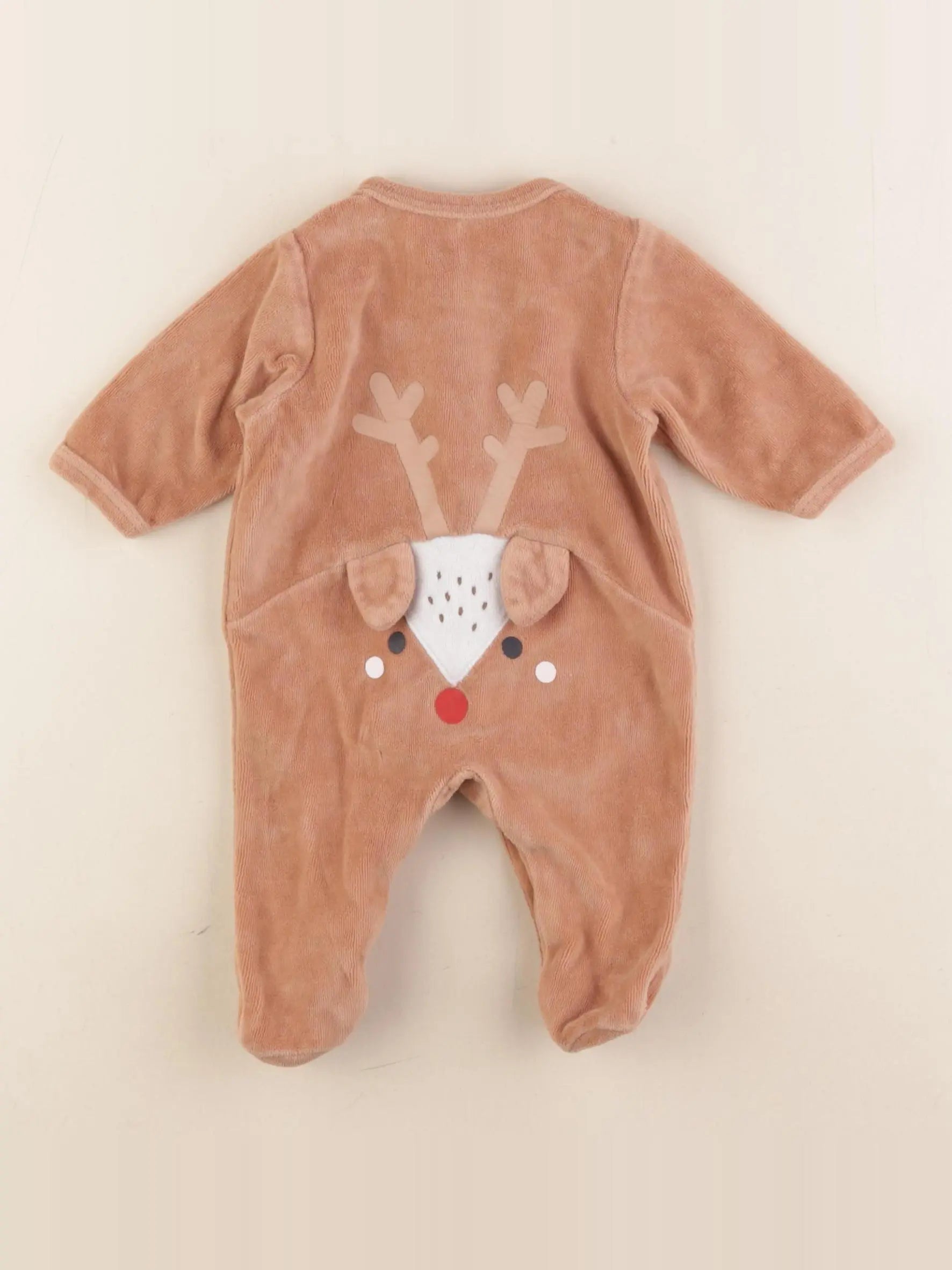 Vertbaudet - pyjama velours marron - 1 mois