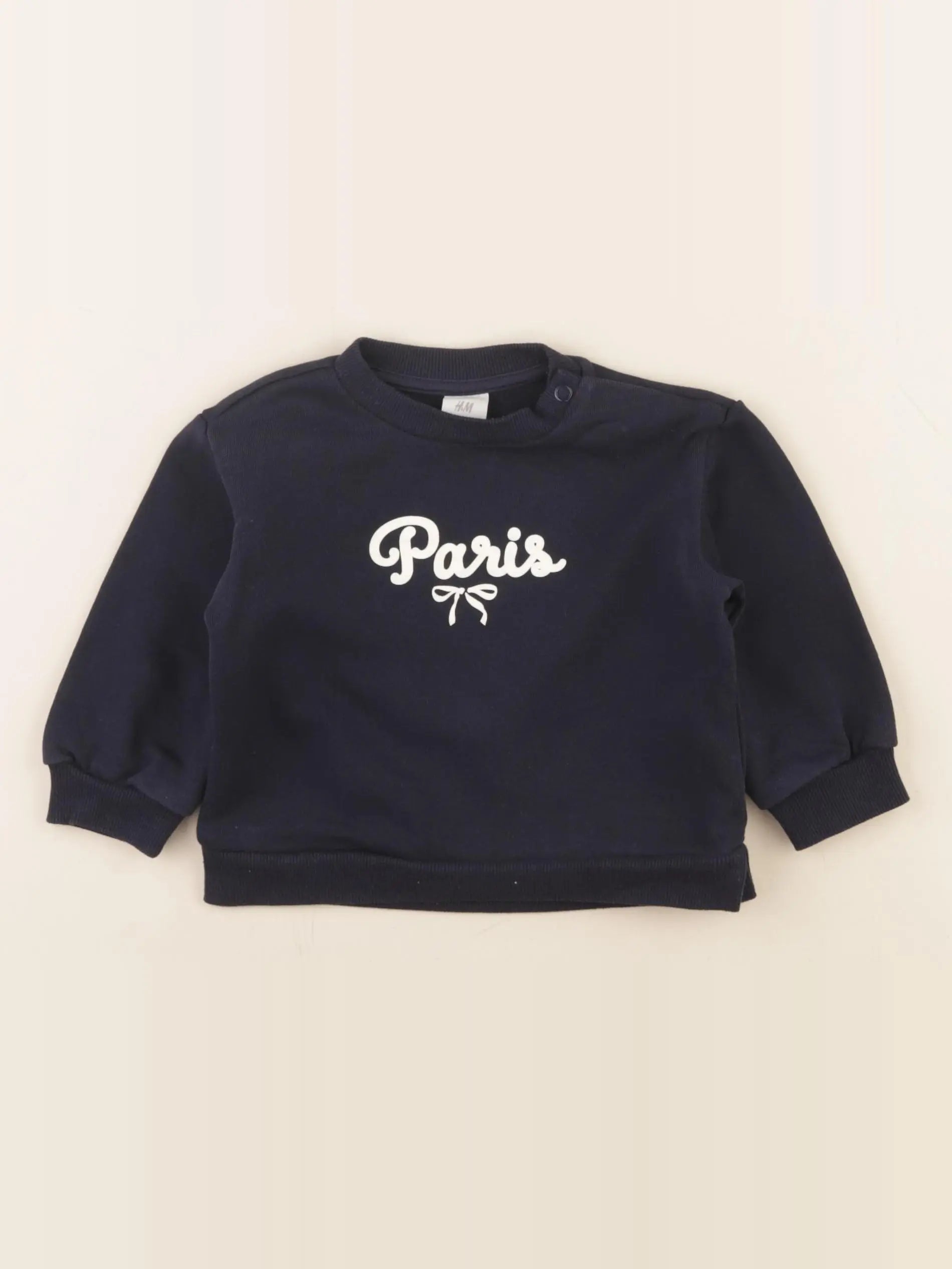 H&M - sweat bleu - 6/9 mois
