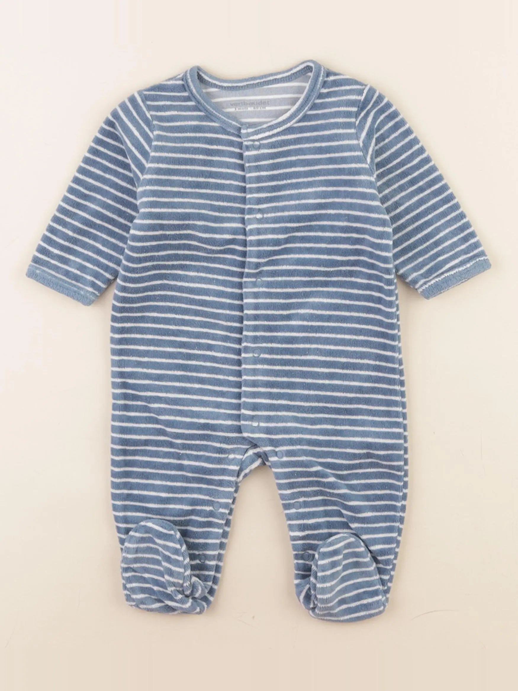 Vertbaudet - pyjama velours bleu - 3 mois