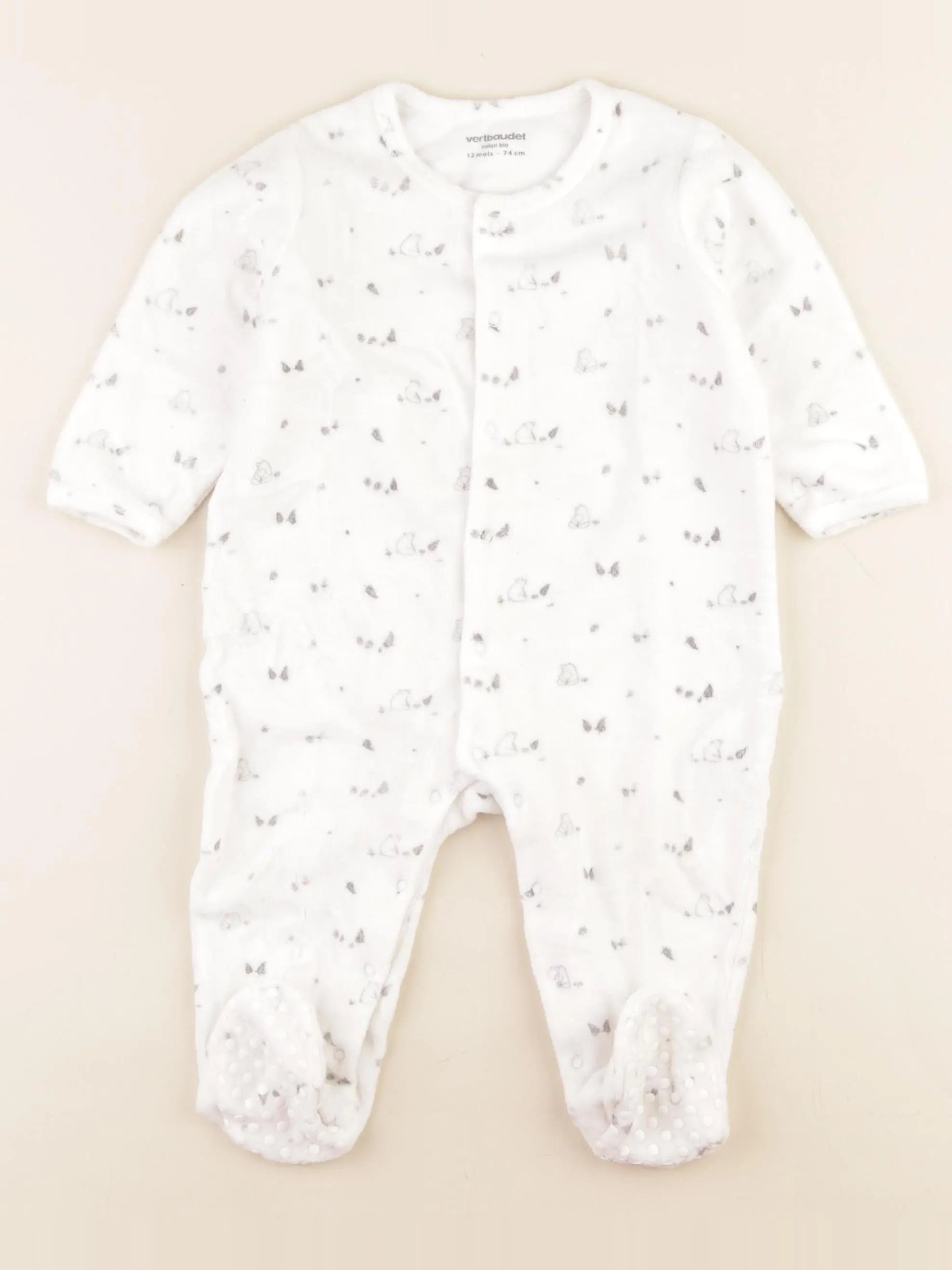 Vertbaudet - pyjama velours blanc - 12 mois