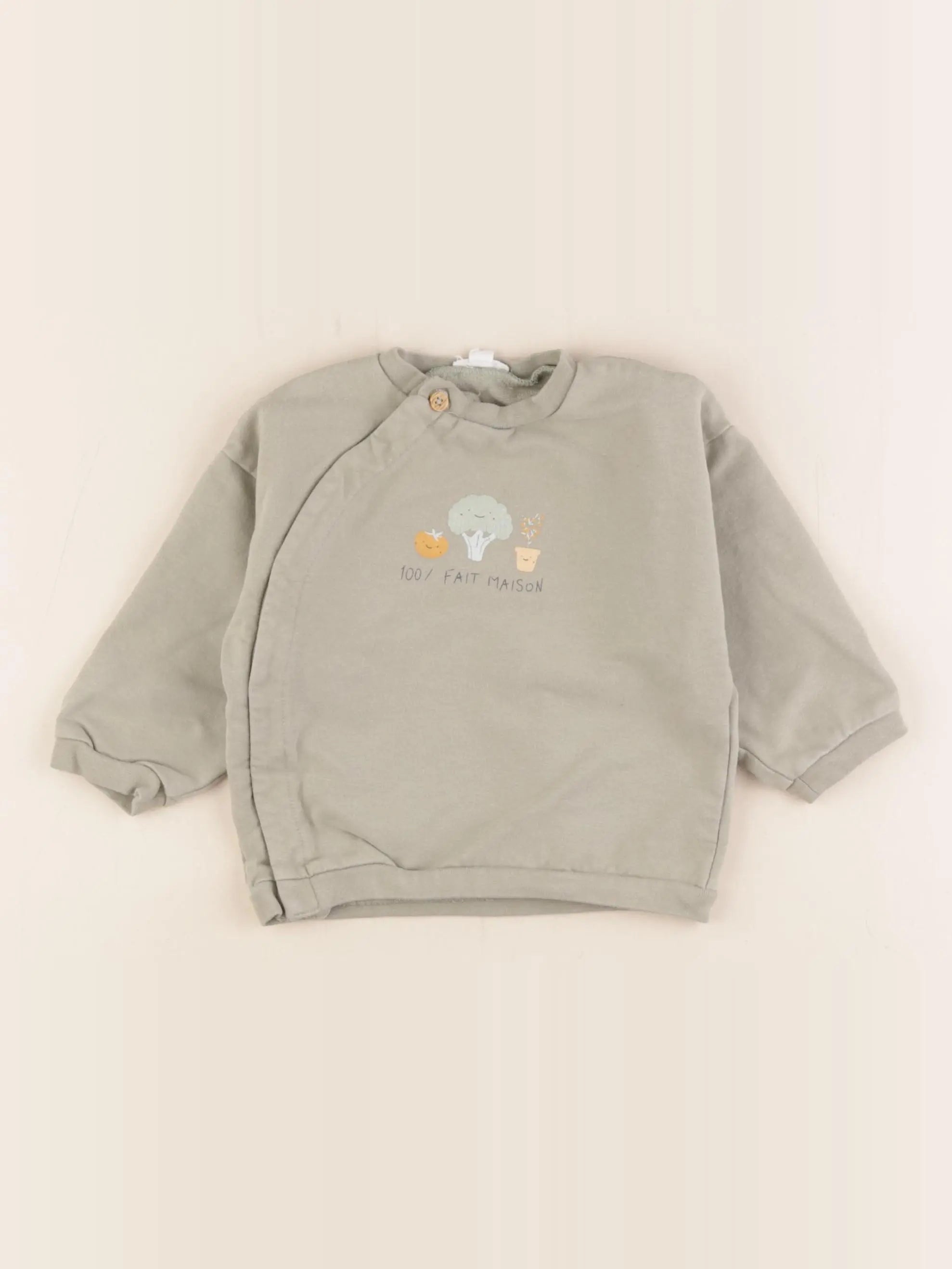 Vertbaudet - sweat vert - 12 mois