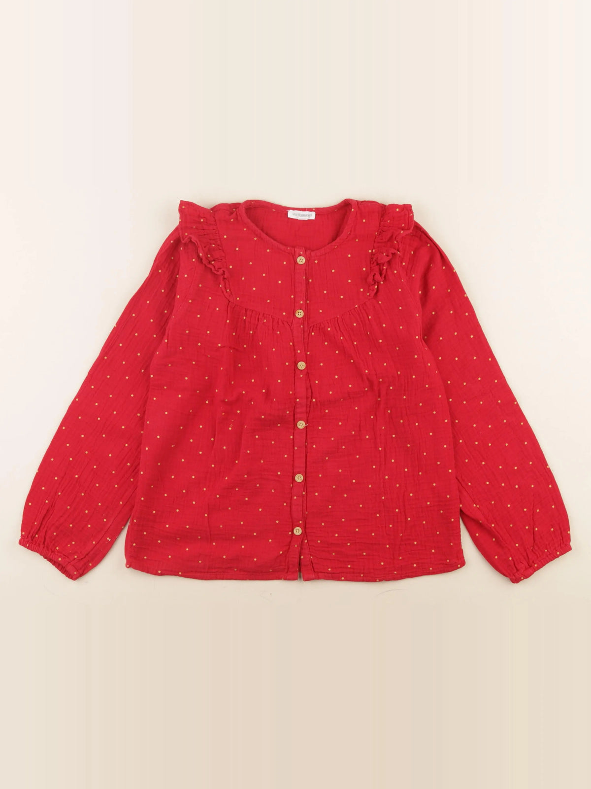 Vertbaudet - blouse rouge, or - 9 ans